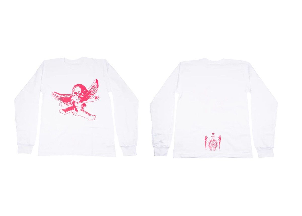 Chrome Hearts x Foti Logo Long Sleeve Tee Shirt White Pink