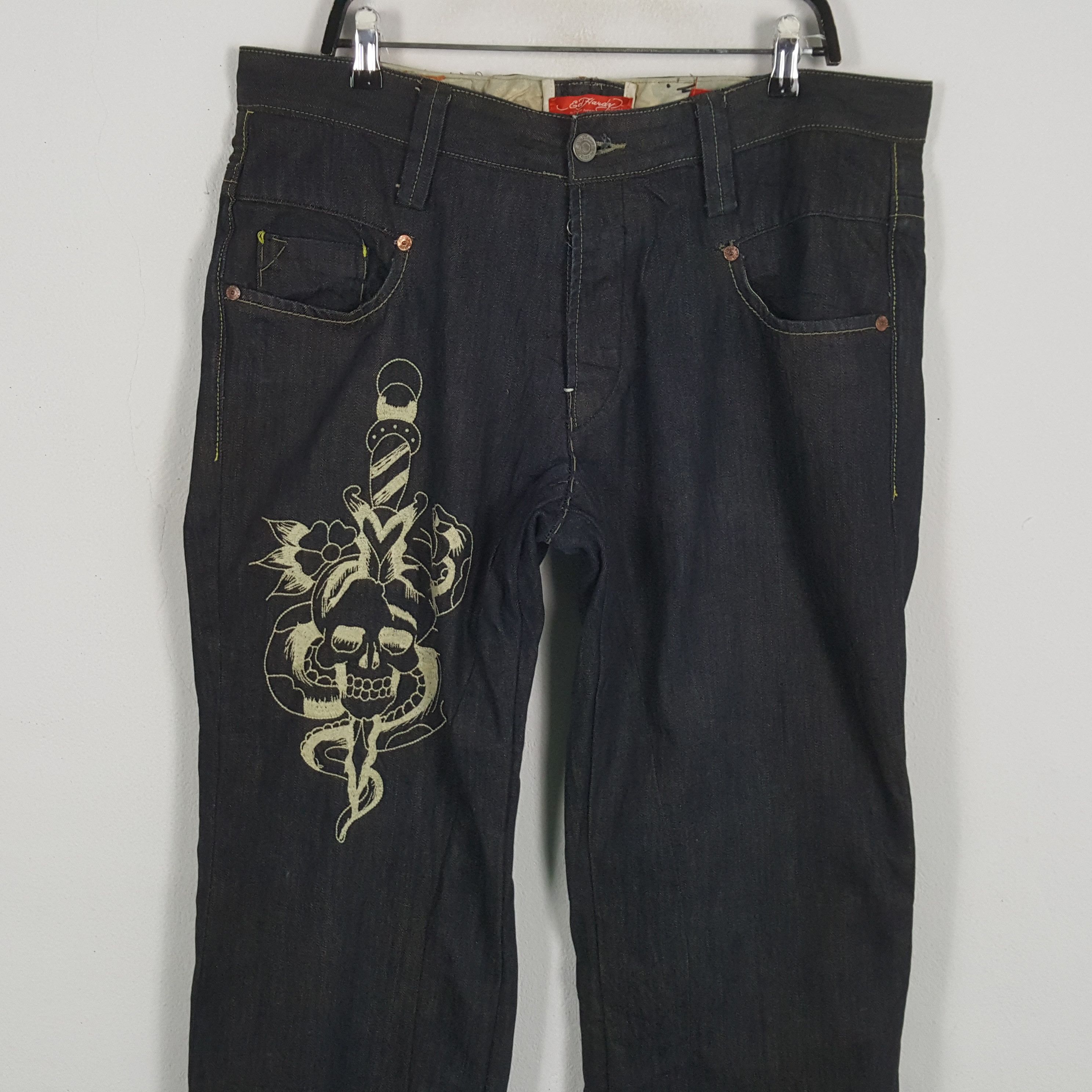 Christian Audigier × Ed Hardy × Vintage ED HARDY Fashion Designer Brand Snake Design Jeans Size US 38 / EU 54 - 5 Thumbnail
