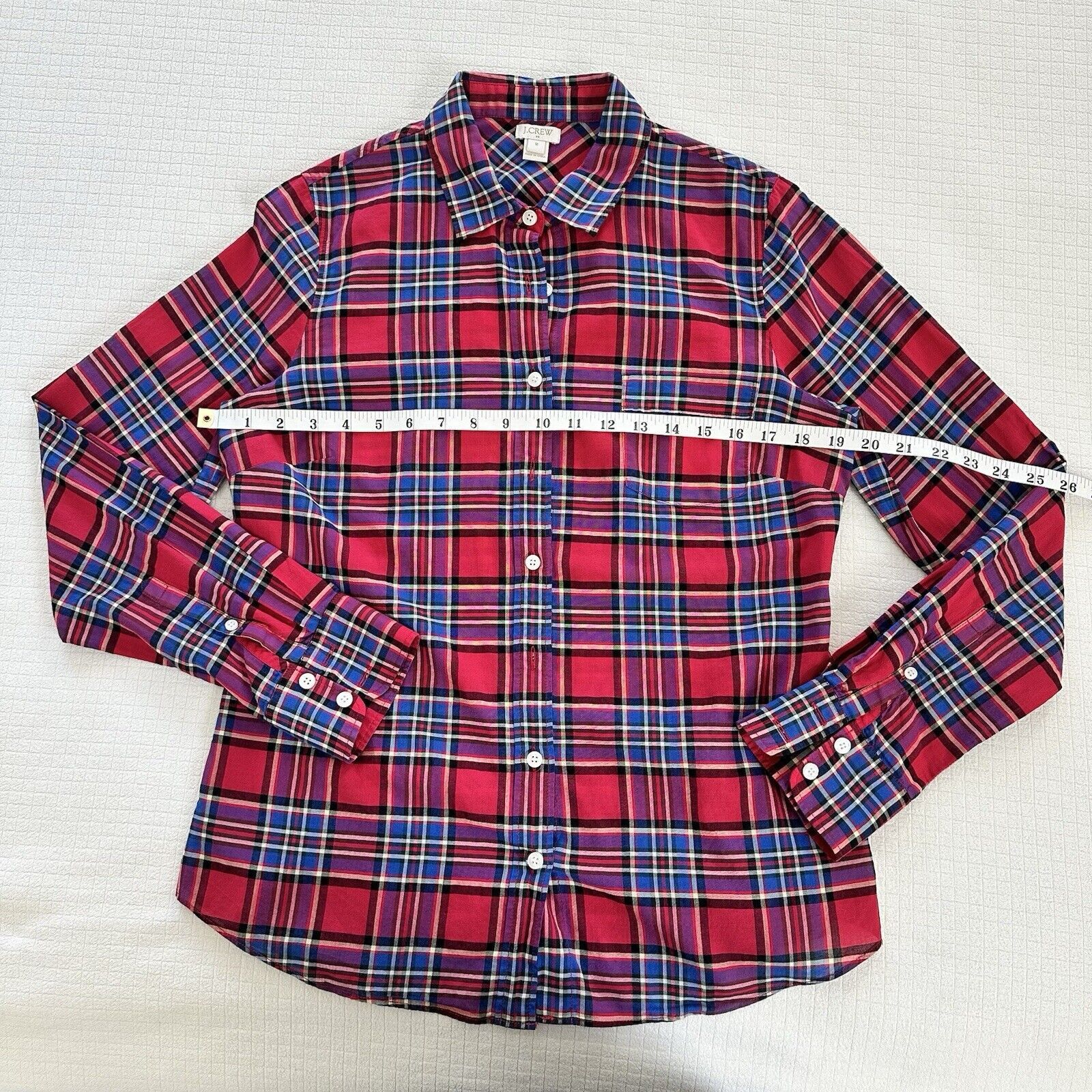 J.Crew J.Crew Women Red White Blue Plaid Shirt Cotton Size M Size M / US 6-8 / IT 42-44 - 6 Thumbnail