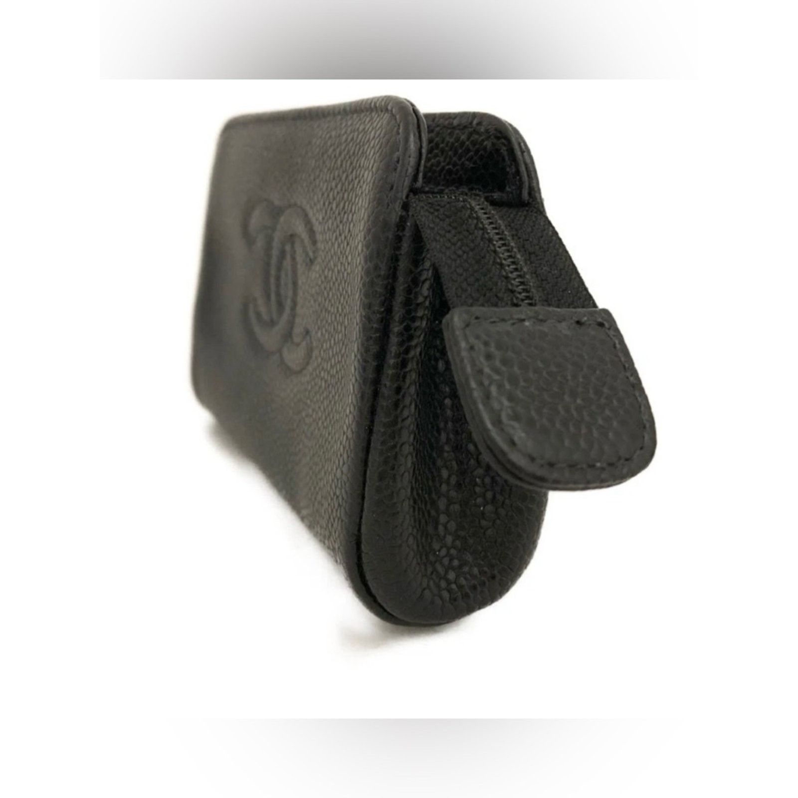 Chanel CHANEL Black Caviar Leather Zip Pouch Cosmetic Card Case Size ONE SIZE - 4 Thumbnail