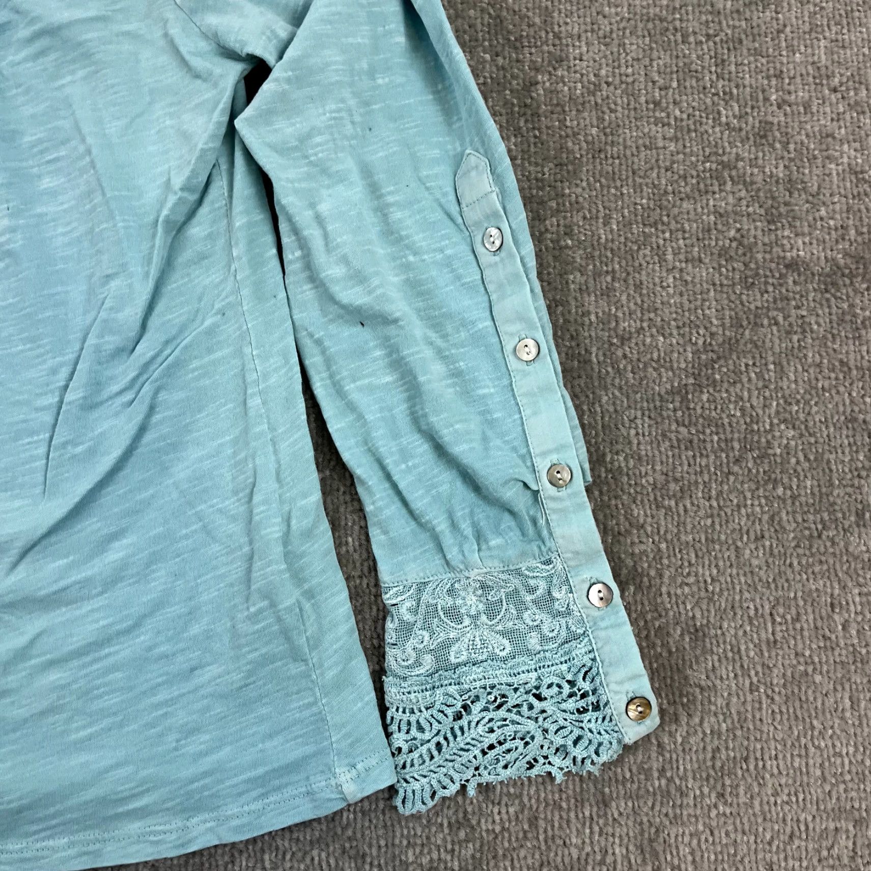 Soft Surroundings SOFT SURROUNDINGS Top Womens Medium Blue Floral Lace Fiorella Boho Lightweight Size M / US 6-8 / IT 42-44 - 7 Thumbnail