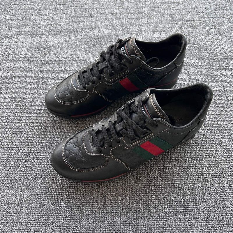 Gucci Gucci Low-Top Black Leather Casual Sneakers 0079 Size US 6.5 / EU 39-40 - 1 Thumbnail