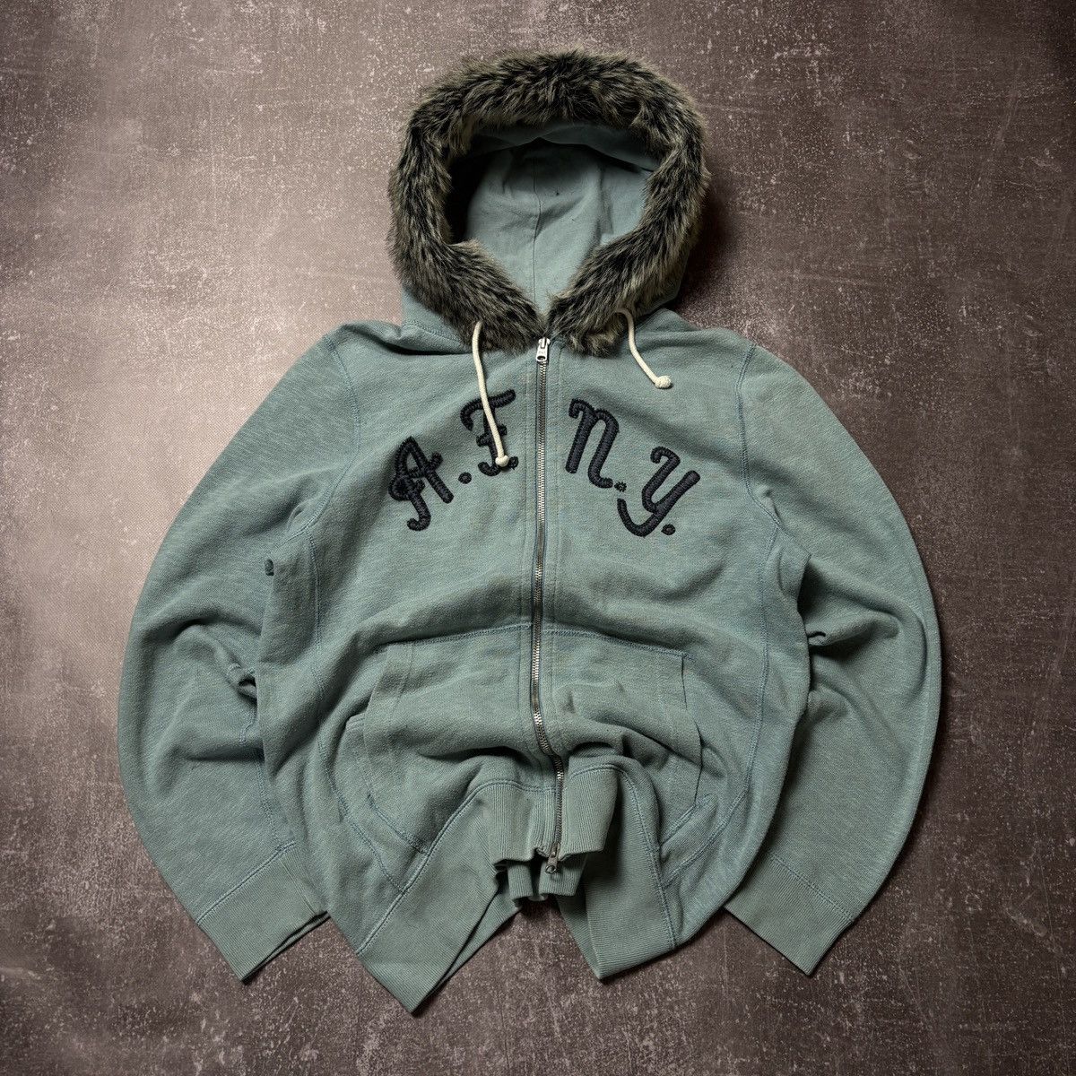 Pre-owned Hysteric Glamour X If Six Was Nine Vintage Lgb Faux Fur Zip Hoodie If Six Was Nine Style Y2k In Blue