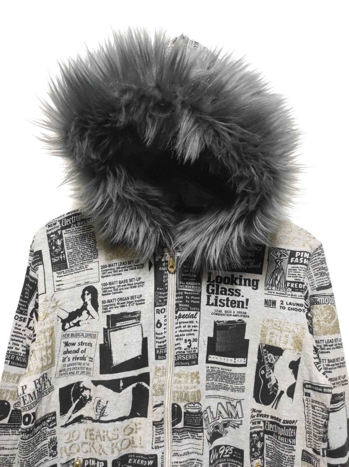 Japanese Brand Lock Heaven newspapper double zip fur hoodie LGB style Size US S / EU 44-46 / 1 - 14 Thumbnail