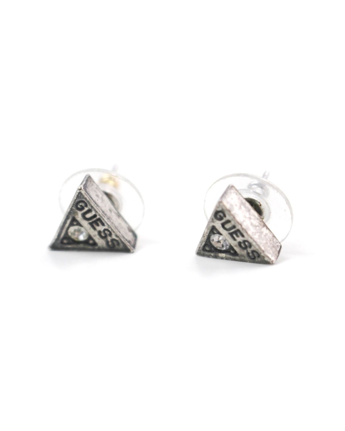 Guess 2000S GUESS TRIANGLE PYRAMID LOGO STUD CRYSTAL EARRINGS Size ONE SIZE - 1 Thumbnail