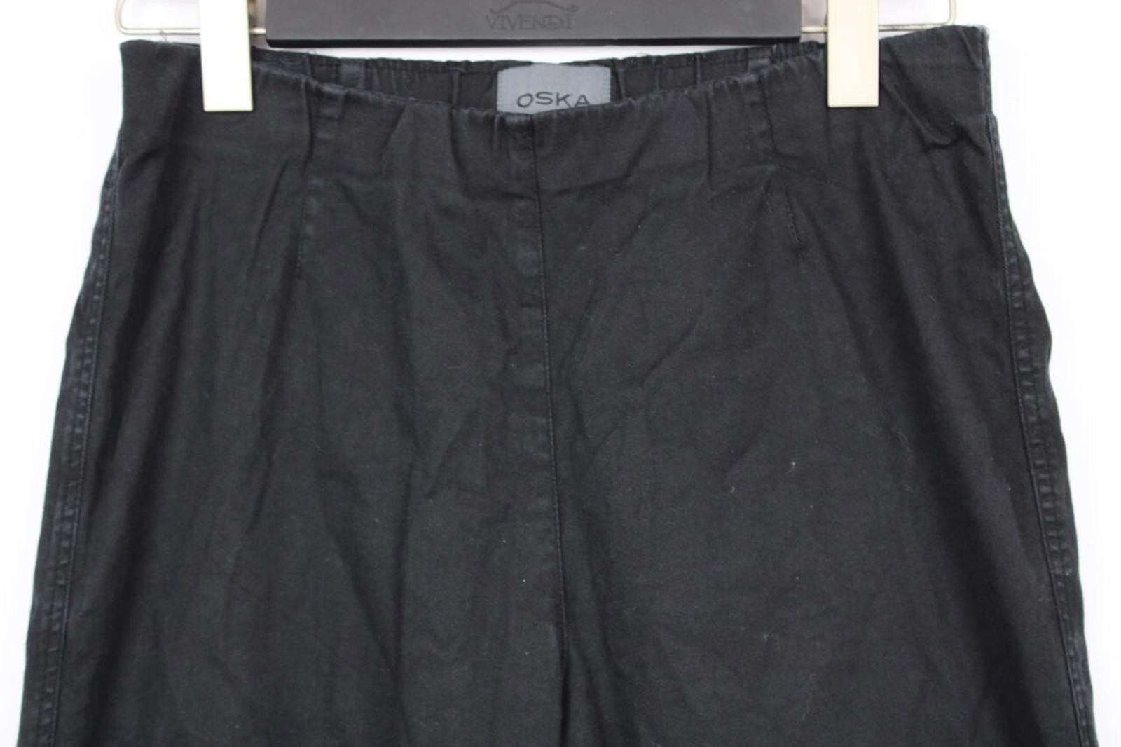 Oscar De La Renta OSKA Black Relaxed Wide-Leg Stretch Pants Trousers Size 2 Size 26" / US 2 / IT 38 - 2 Thumbnail