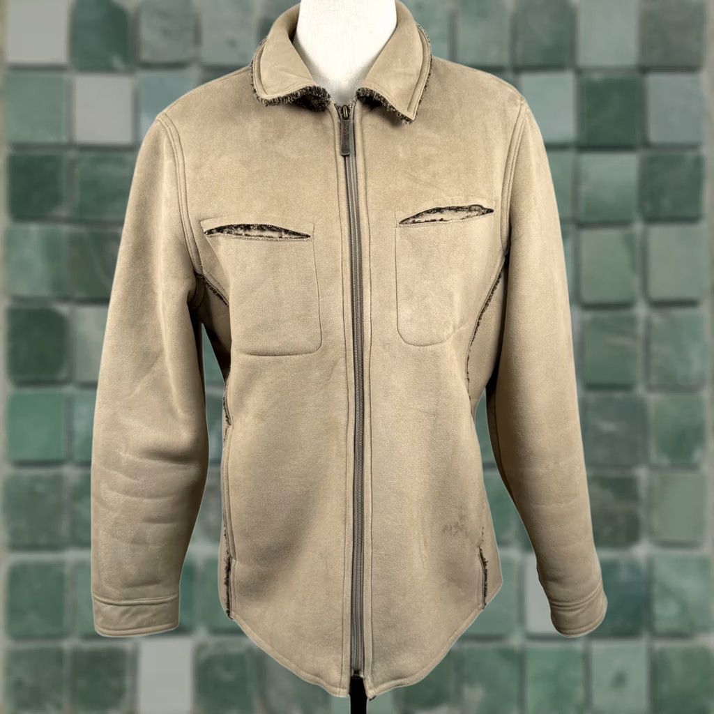 Vintage VINTAGE Woolrich Full Zip Jacket M Women Beige Faux Suede Sherpa Lined 90s Y2K Retro Homewear Campcraft Rustic Casual Workwear Size M / US 6-8 / IT 42-44 - 1 Thumbnail