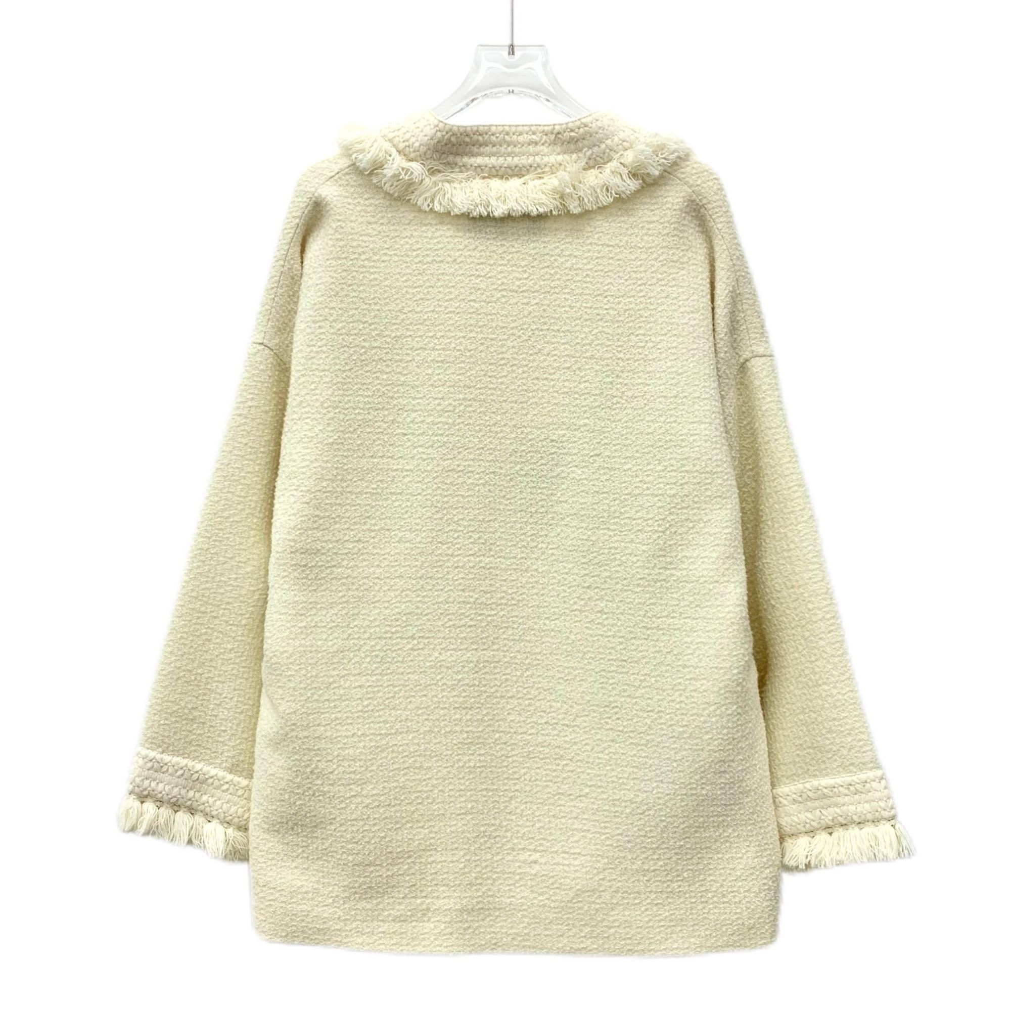 Gucci Gucci Womens Ivory Fringe Trim Open Front Wool Jacket Size XS / US 0-2 / IT 36-38 - 2 Thumbnail
