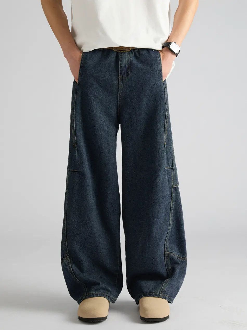Japanese Brand Retro patchwork loose wide leg jeans Size US 32 / EU 48 - 5 Thumbnail