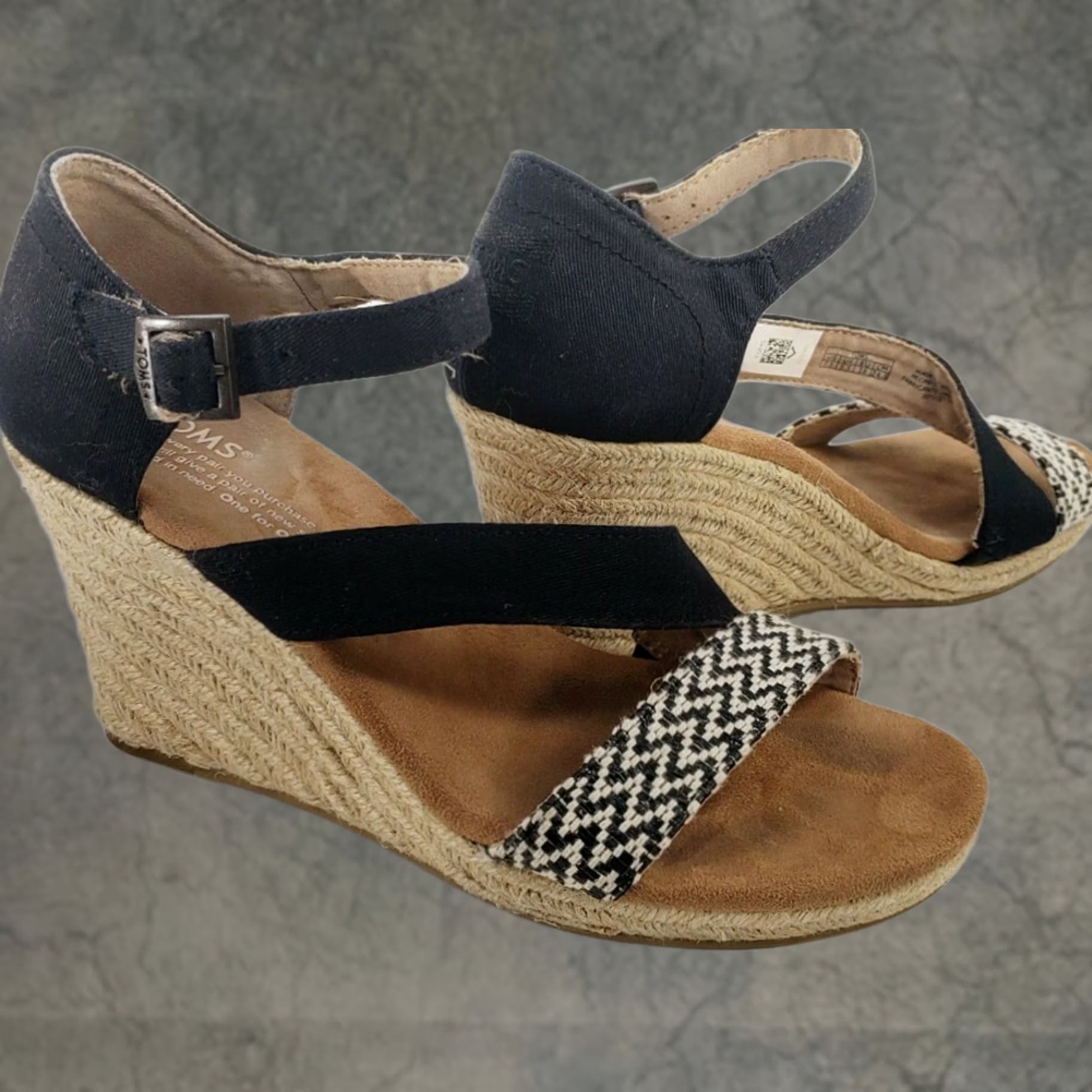 Toms Toms Black Clarissa Wedge Strappy Sandals Women's Size 7.5 Size US 8 / IT 38 - 1 Thumbnail