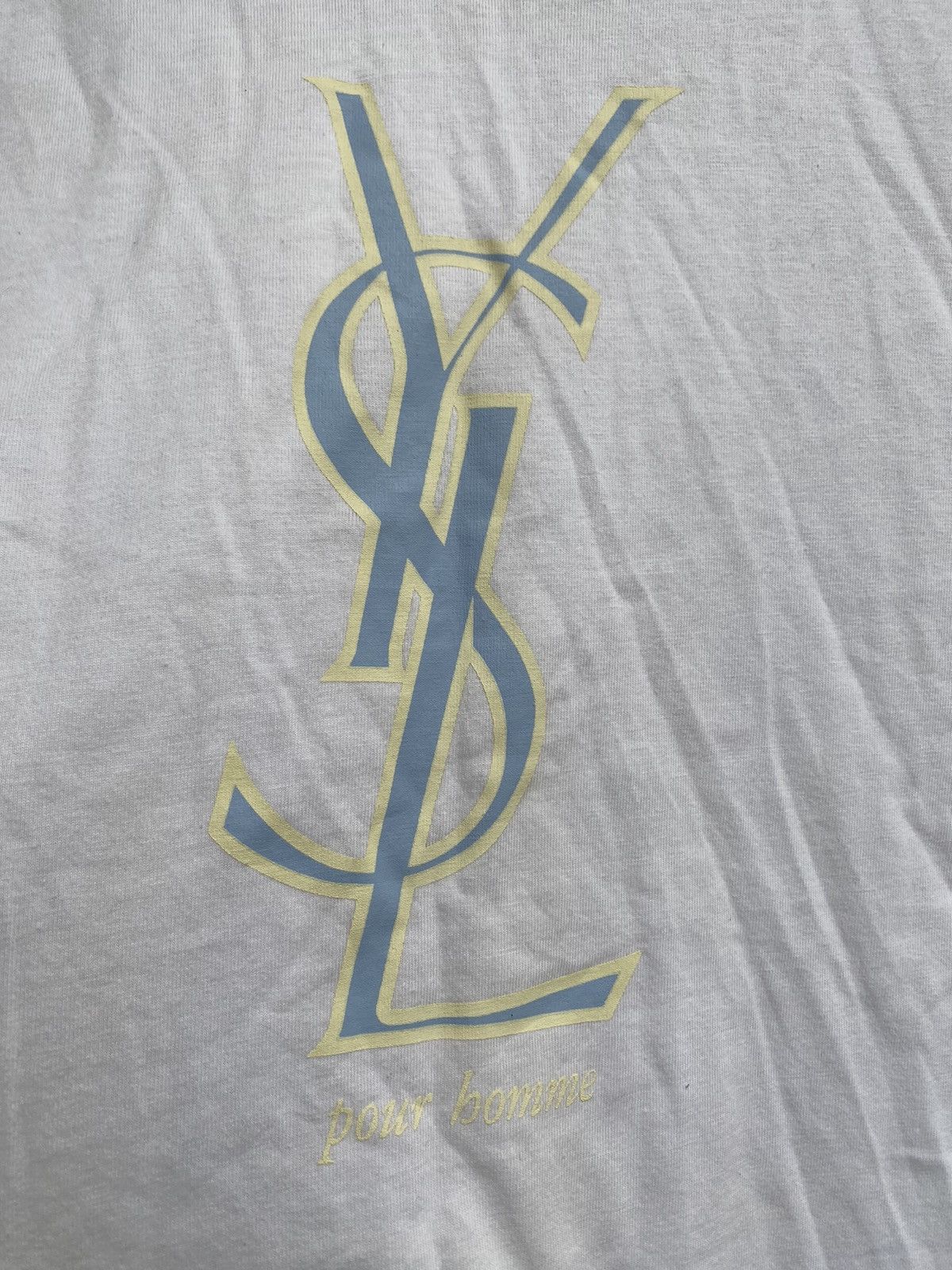 Yves Saint Laurent White YSL T-Shirt Big Logo Size US L / EU 52-54 / 3 - 3 Thumbnail