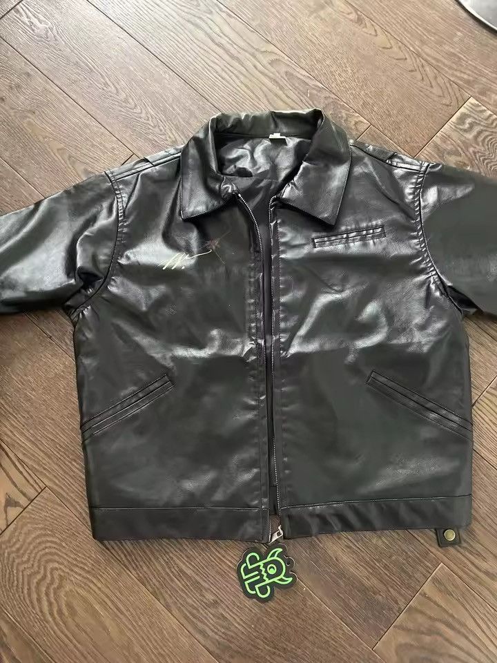 Japanese Brand PU Leather Jacket Turn-down Collar Long Sleeve Size US L / EU 52-54 / 3 - 6 Thumbnail