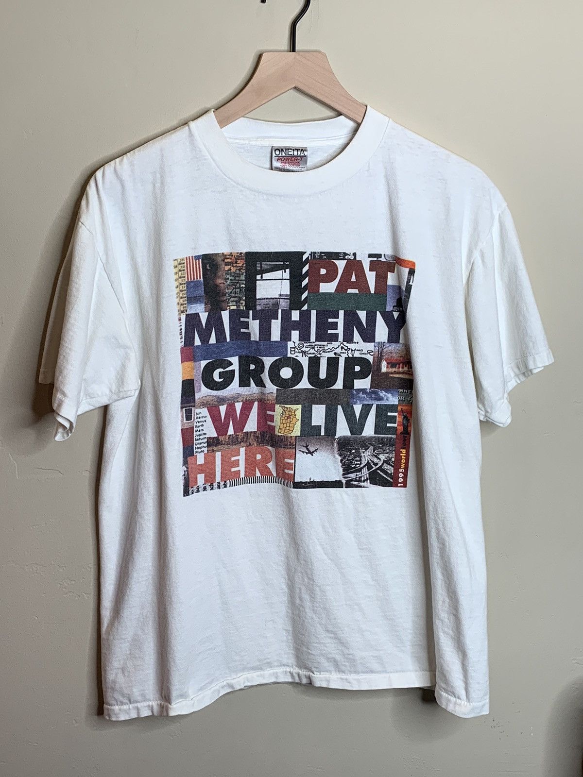 image of Band Tees Vintage 1995 Pat Metheny Group We Live Here Tour Shirt in White, Men's (Size Large)