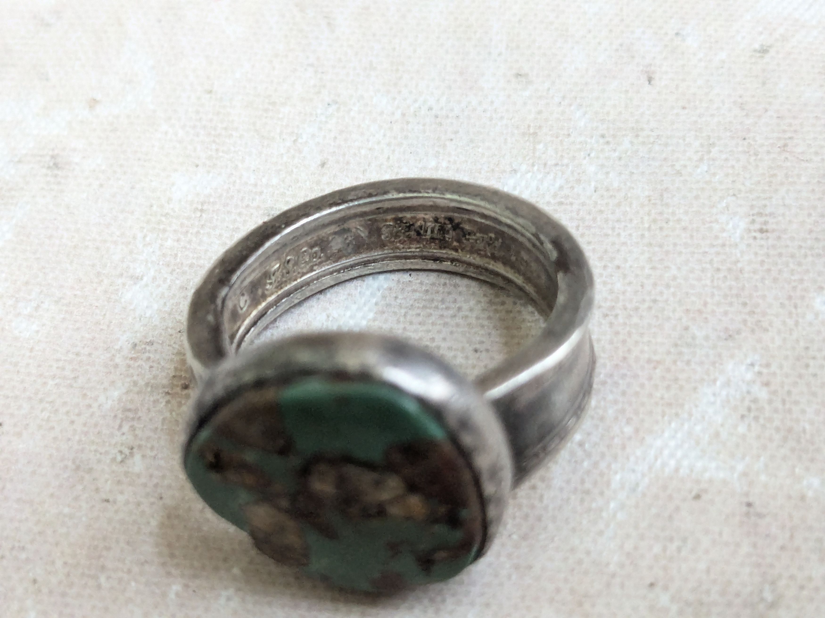 Sterling Silver Vintage Sterling Silver Band Ring Turquoise 8.5 Size ONE SIZE - 2 Thumbnail