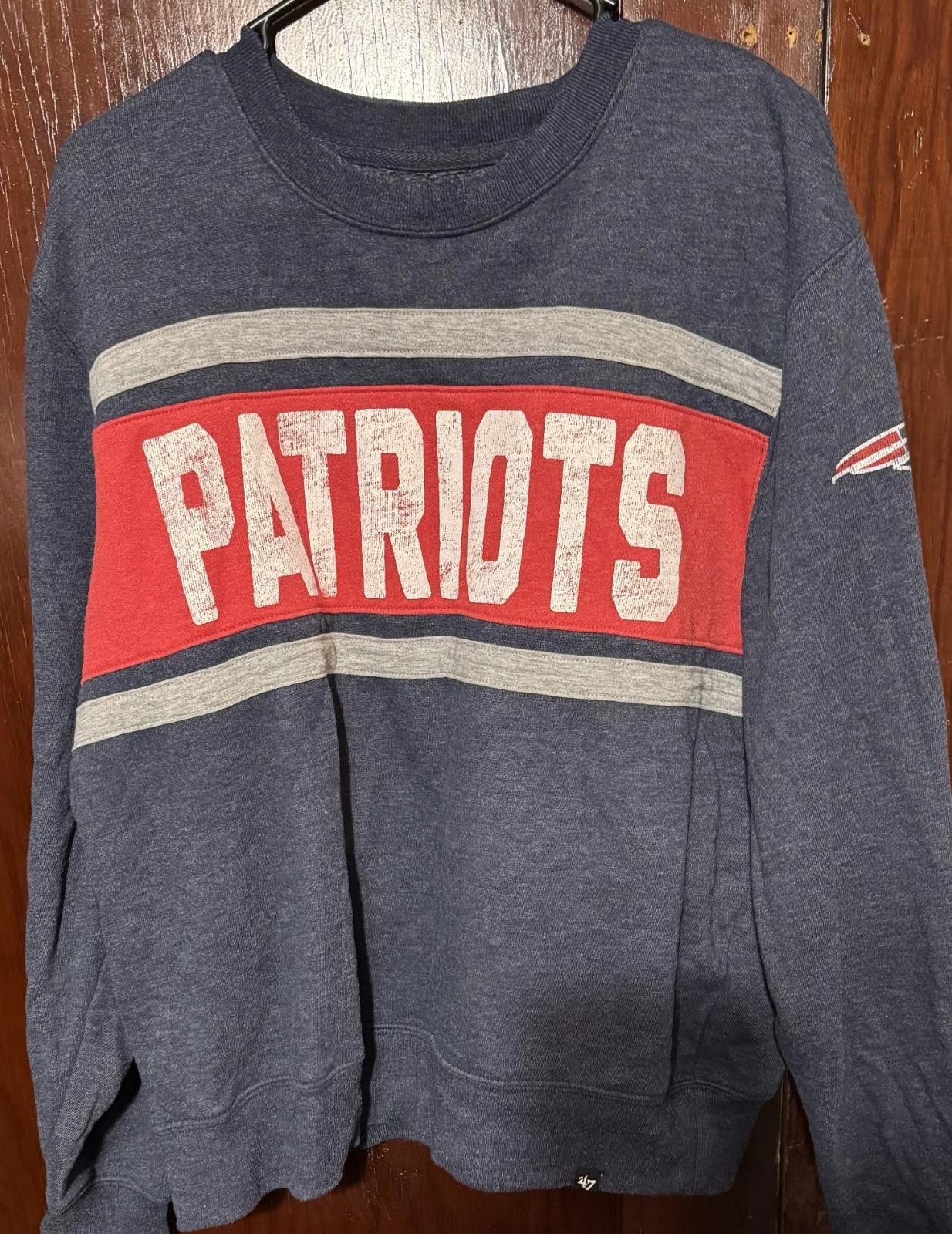47 New England Patriots 47 Brand Crewneck Sweatshirt Men L Blue Size ONE SIZE - 1 Thumbnail