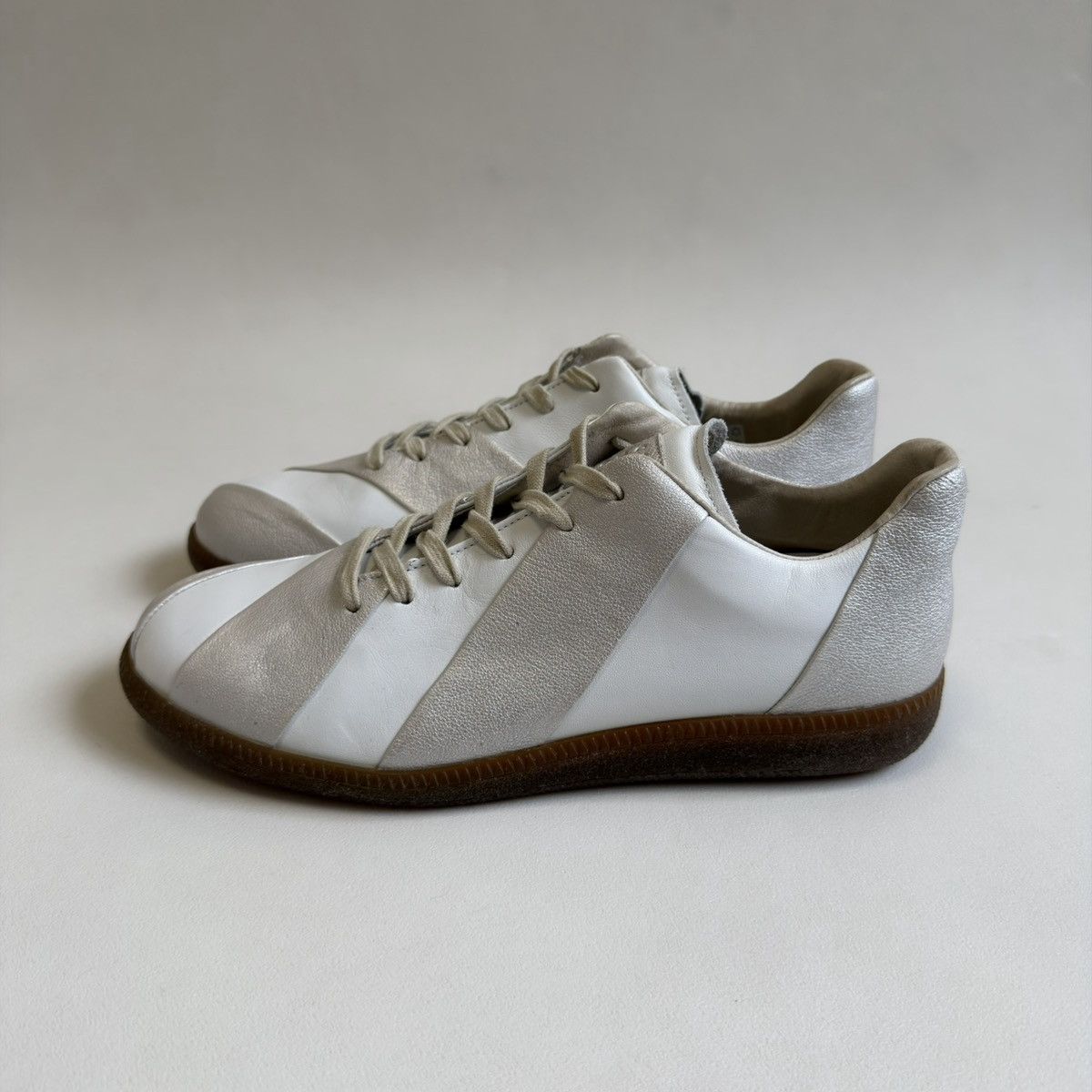 Maison Margiela S/S 10 Silver/White Striped GAT Sneakers Size US 9 / EU 42 - 24 Thumbnail