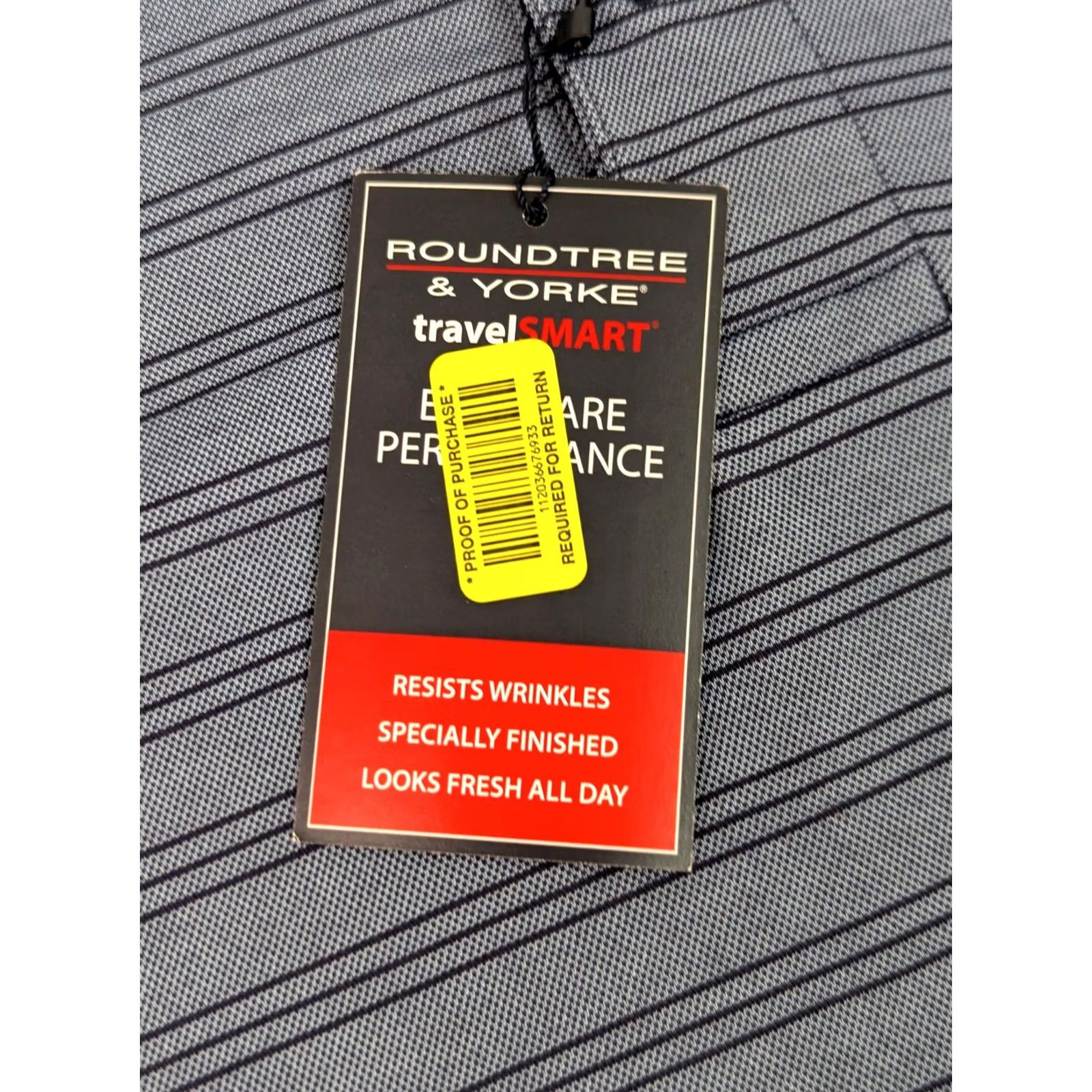 Roundtree & Yorke VINTAGE: No — Roundtree & Yorke Performance Polo Shirt Mens 2XB Blue Striped Short Sleeve Travel Golf Big & Tall Size US XXL / EU 58 / 5 - 3 Thumbnail