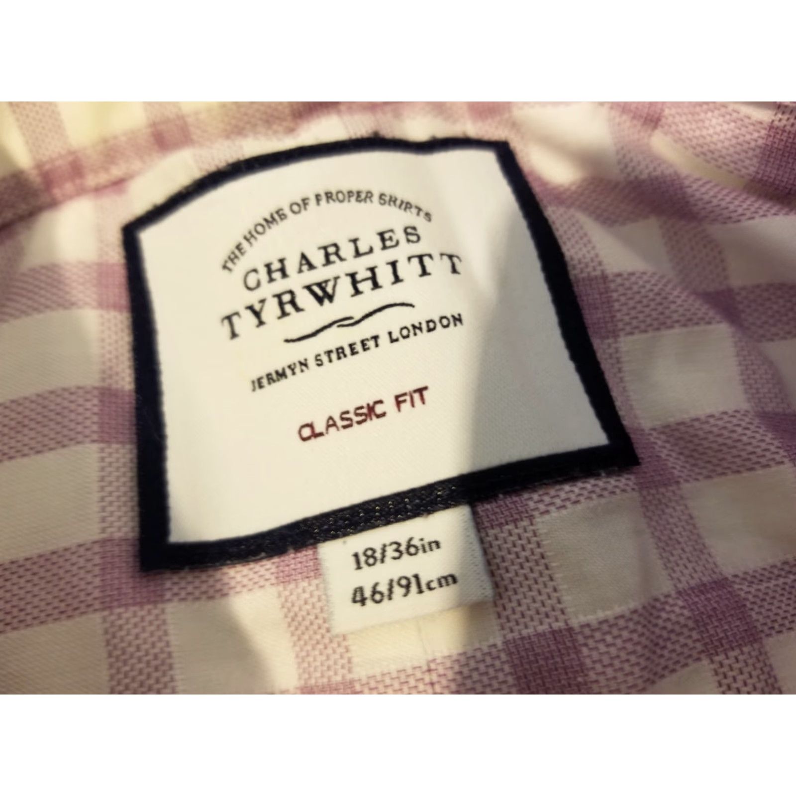 Charles Tyrwhitt Charles Tyrwhitt Dress Shirt Mens 18 36 Purple Cotton Button Non-Iron Classic Spread Collar 100% Cotton Regular Long Sleeve Button Cuff Size 48R - 3 Thumbnail