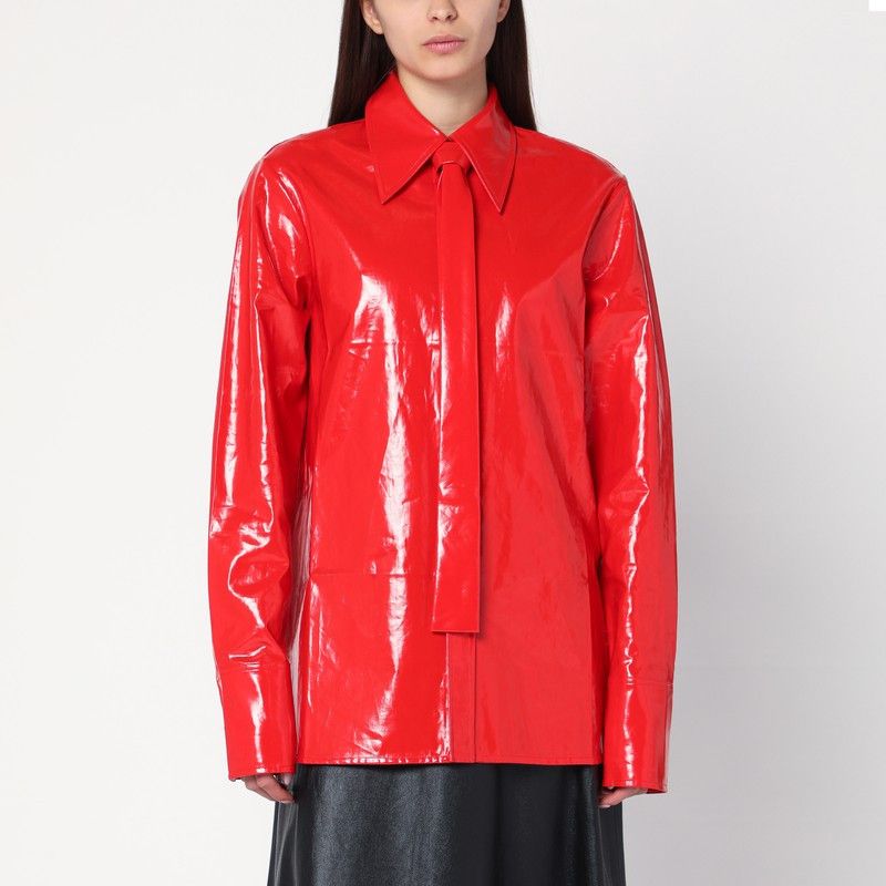 Jil Sander Jil Sander Shiny Linen Shirt With Red Tie Size XS / US 0-2 / IT 36-38 - 1 Thumbnail