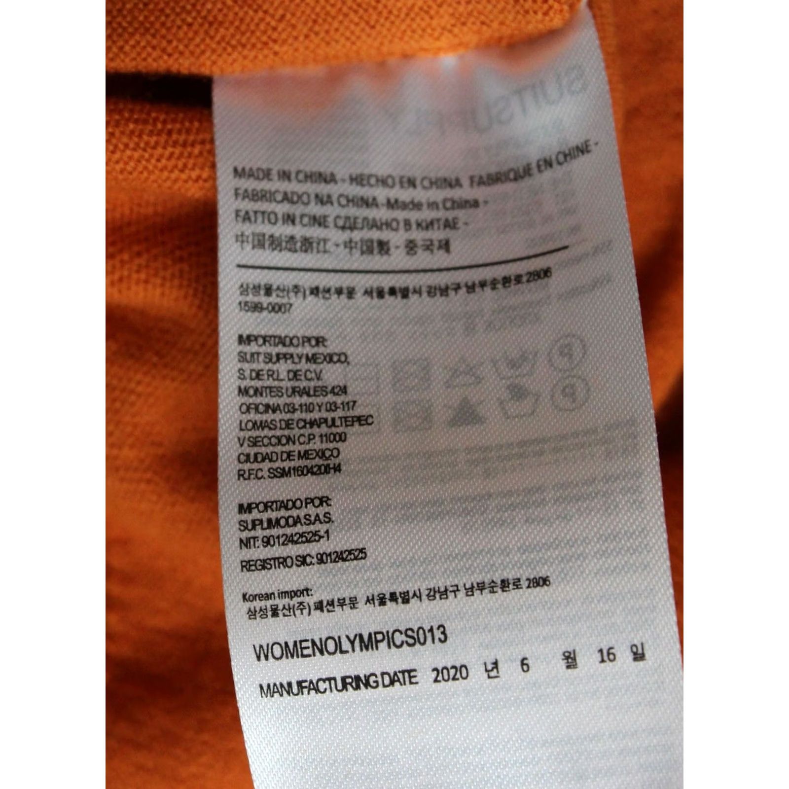 Suitsupply Suitsupply Olympics T-Shirt Women's XL Merino Wool Cotton Knit Short Sleeve Orange Crew Neck Logo Knit Size XL / US 12-14 / IT 48-50 - 6 Thumbnail