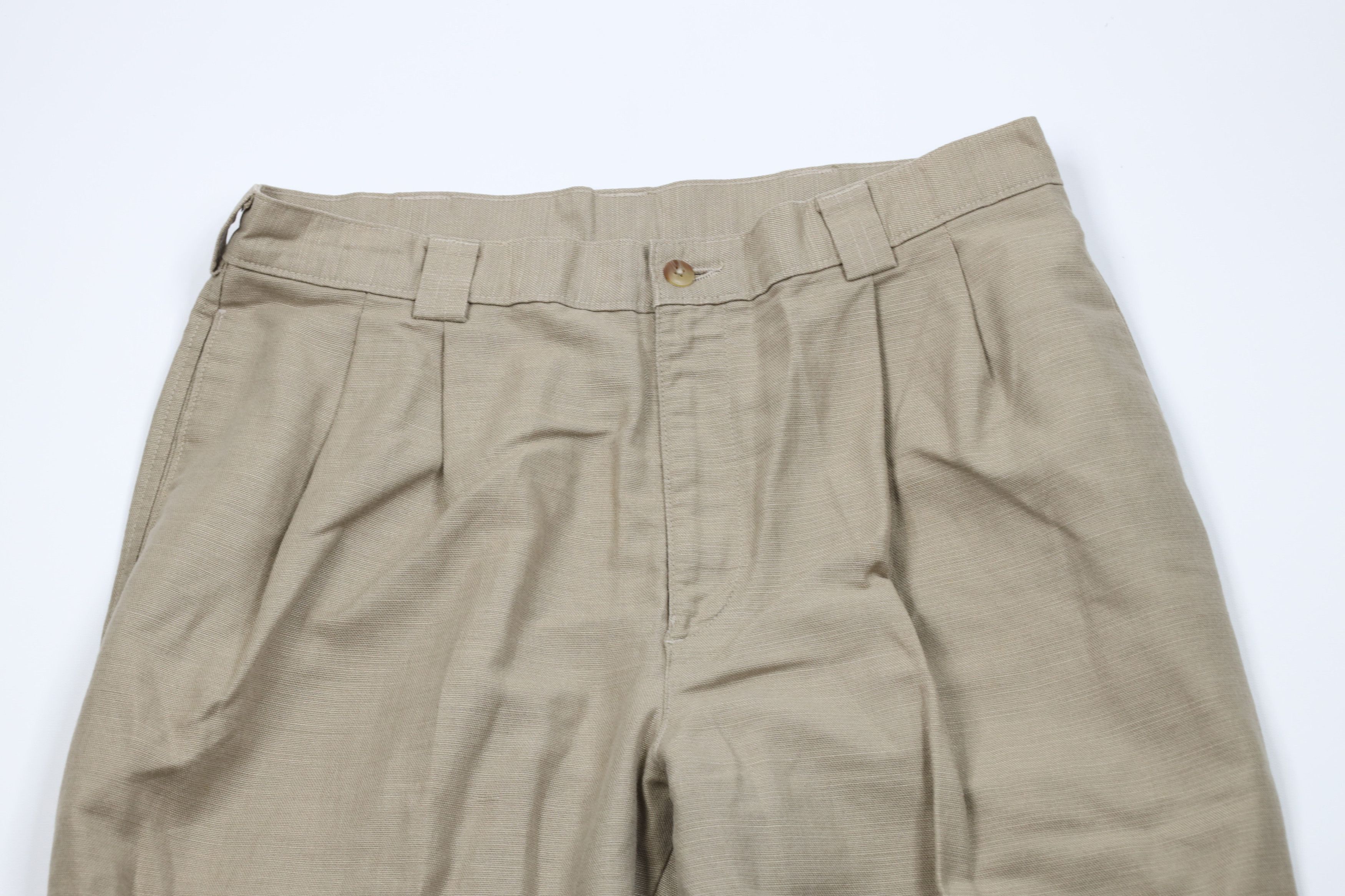 Vintage Vintage 90s Streetwear Linen Blend Cuffed Chino Pants Beige Size US 34 / EU 50 - 2 Thumbnail