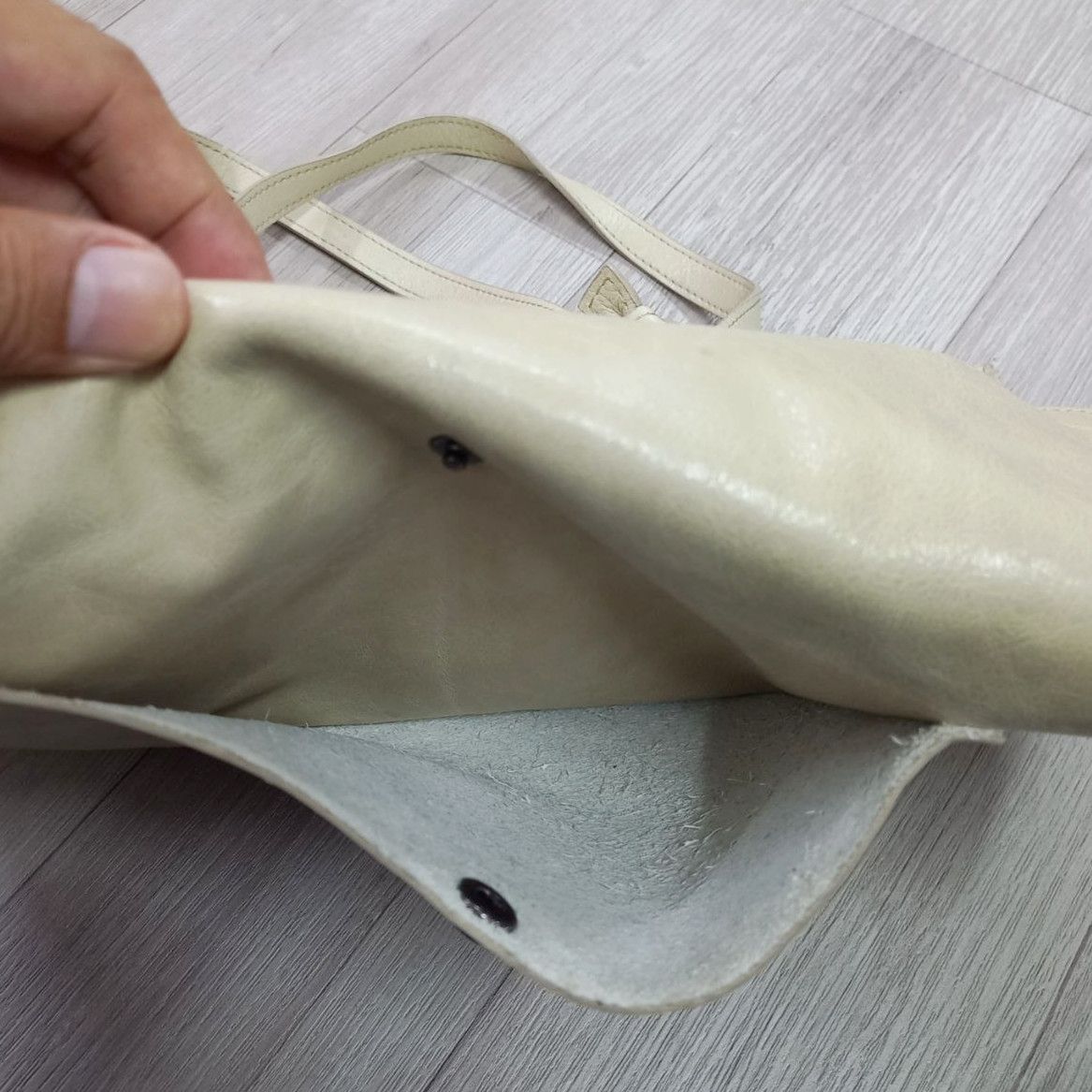 French Connection Christian Aujard Paris Beige Genuine Leather Tote Bag Size ONE SIZE - 7 Thumbnail