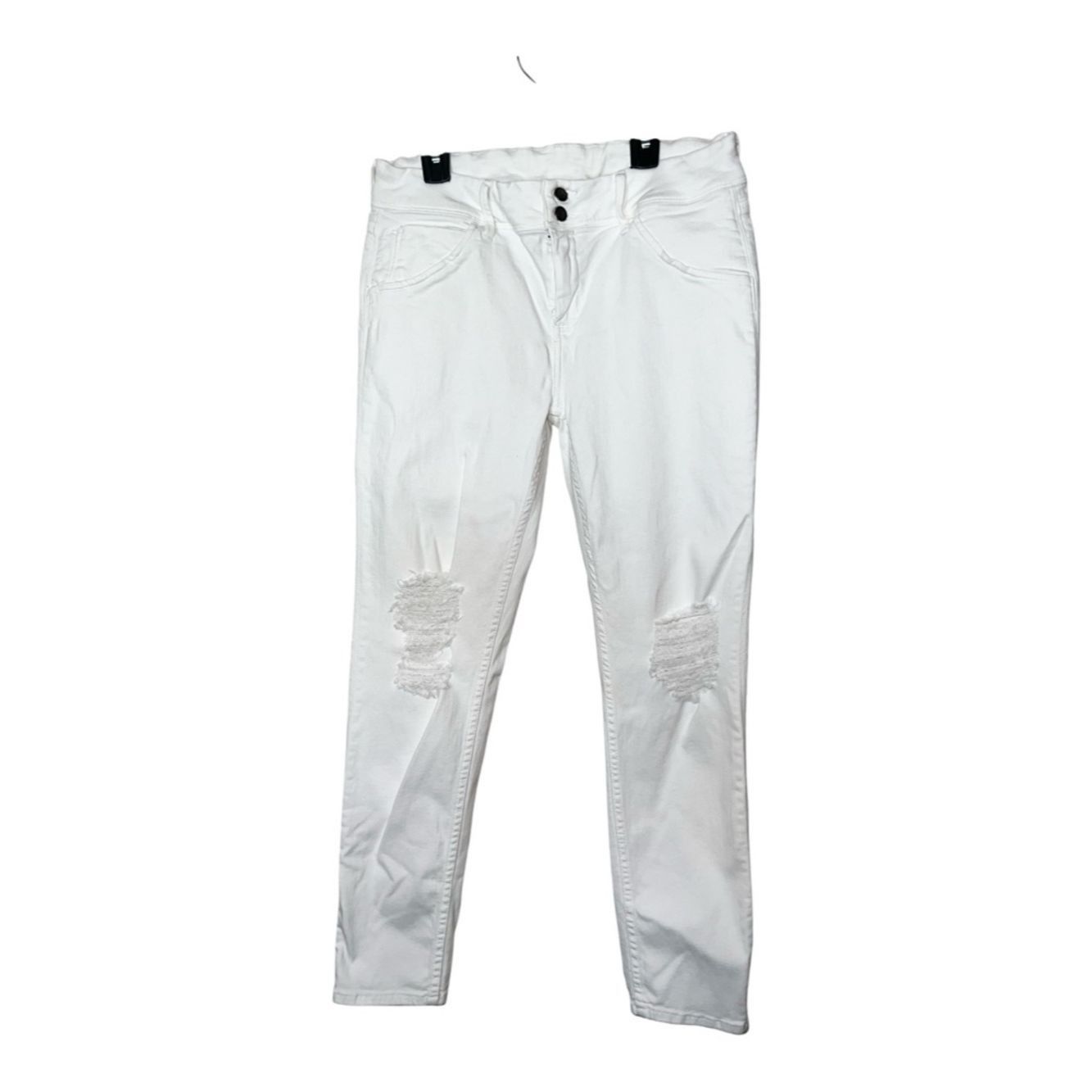 Hudson Hudson White Distressed Skinny Jeans Size 30 Mid Rise Stret Size 30" / US 8 / IT 44 - 2 Thumbnail