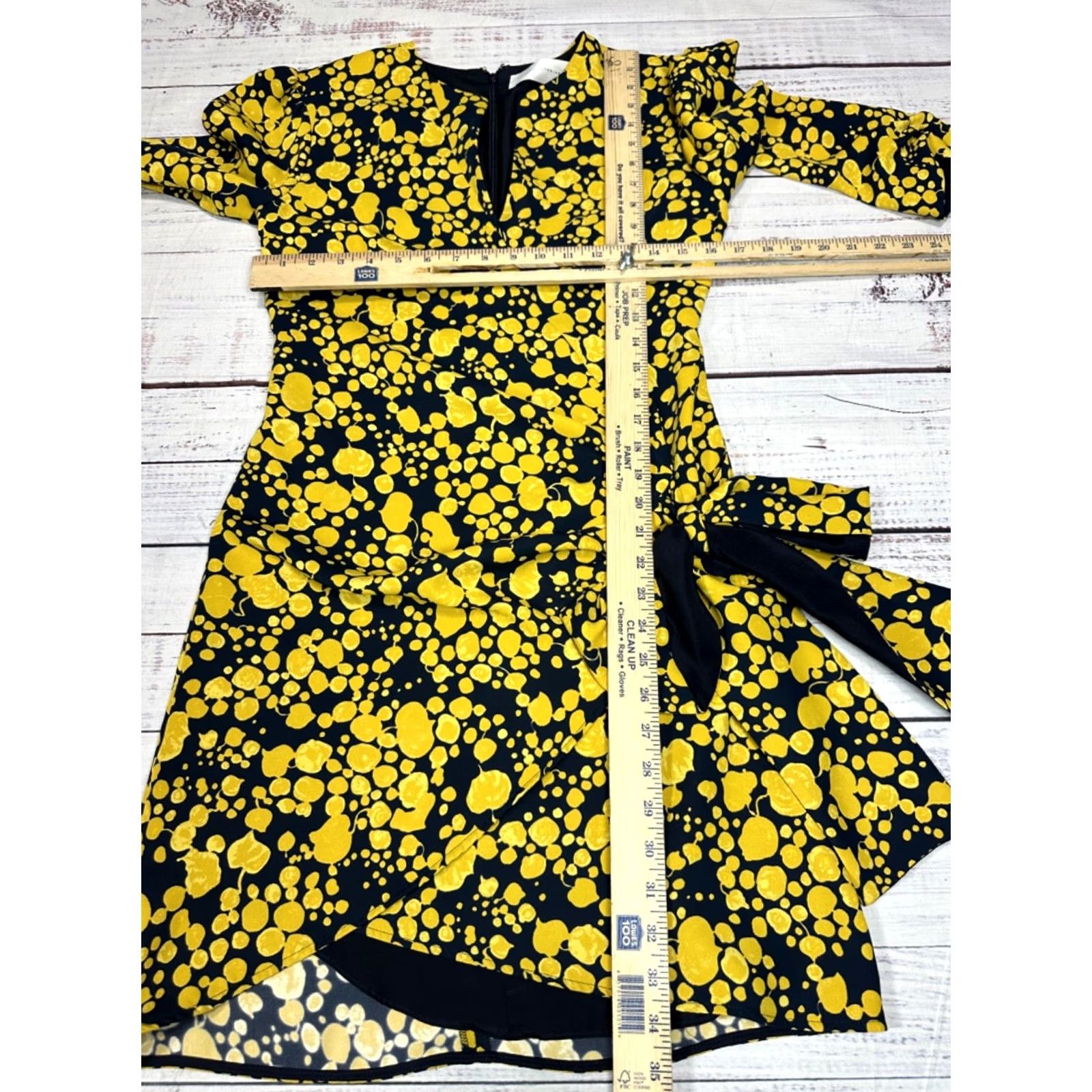 Victoria Beckham Victoria Beckham Mini Dress 3/4 Sleeve Faux Wrap Sz 4 Yellow Blue Crepe Dress Women Size S / US 4 / IT 40 - 2 Thumbnail