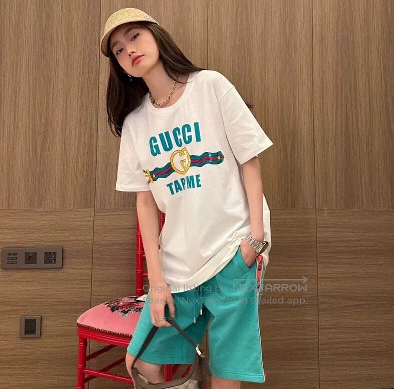 Gucci Gucci White logo letter sequin printed cotton round-neck s Size US XS / EU 42 / 0 - 8 Thumbnail