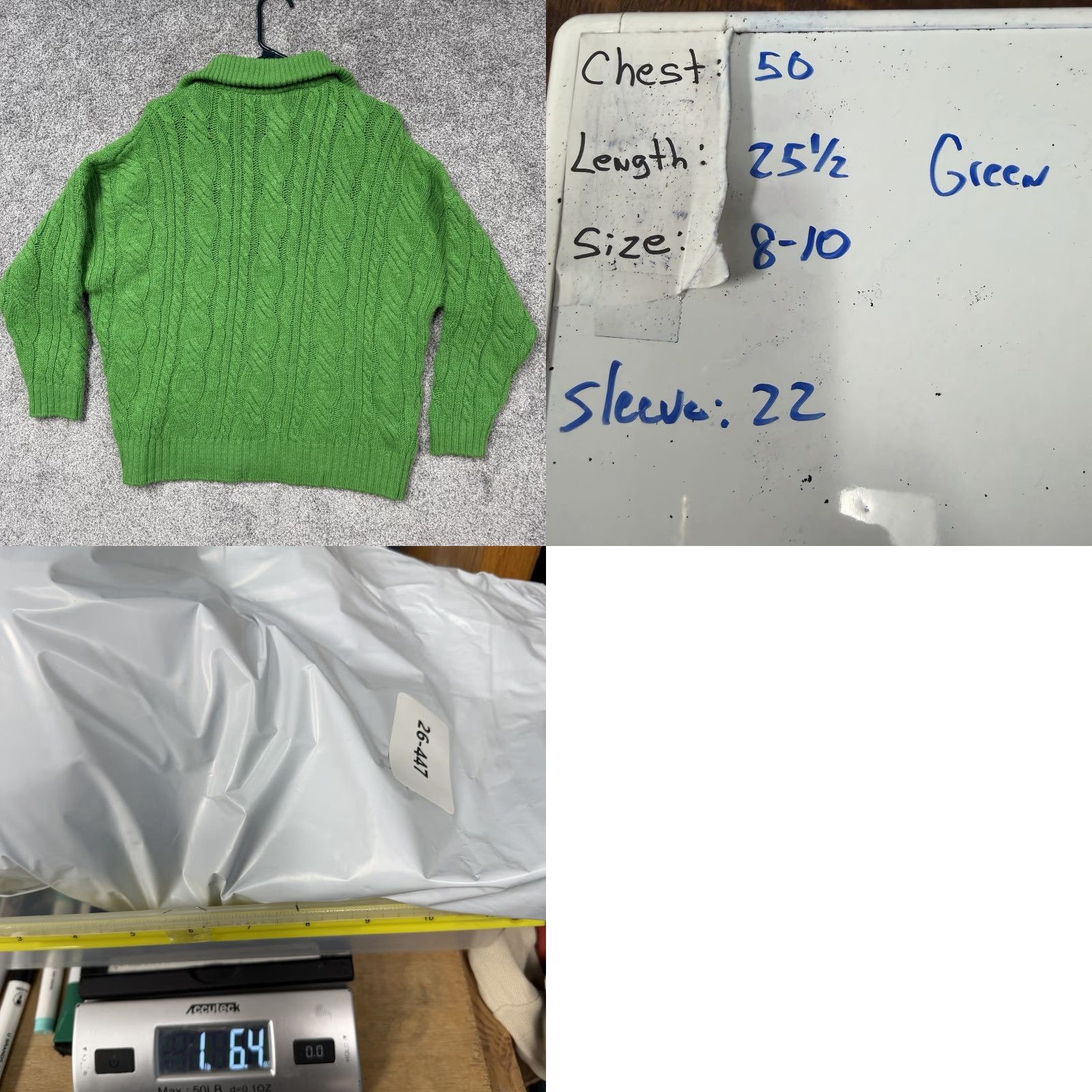 Topshop VINTAGE Topshop Green Cable Knit Quarter Zip Sweater S Ring Pull Chunky Pullover Cozy Womens Small Size S Size S / US 4 / IT 40 - 8 Thumbnail