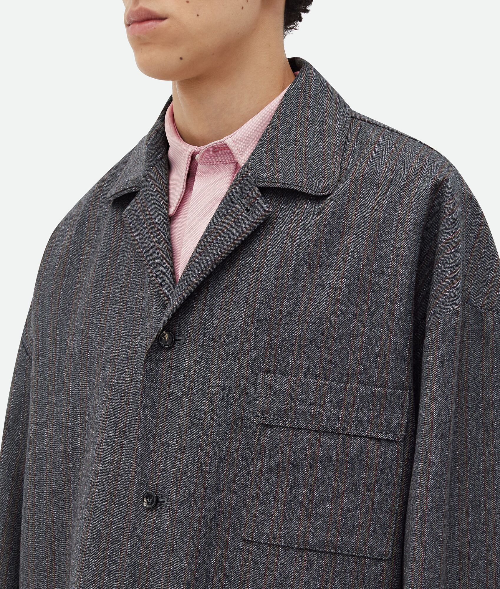 Bottega Veneta o1n1vont0125 Wool Chevron Jacket in Grey Size US M / EU 48-50 / 2 - 4 Thumbnail