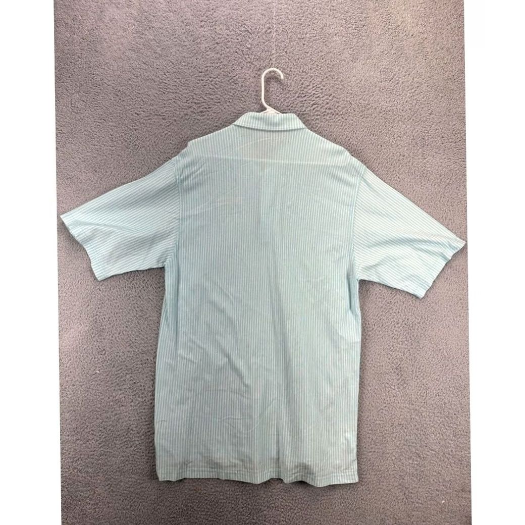 Peter Millar VINTAGE Peter Millar Shirt Men Large Aqua Pinstripe Polo Golf Rugby Short Sleeve Size US L / EU 52-54 / 3 - 2 Thumbnail