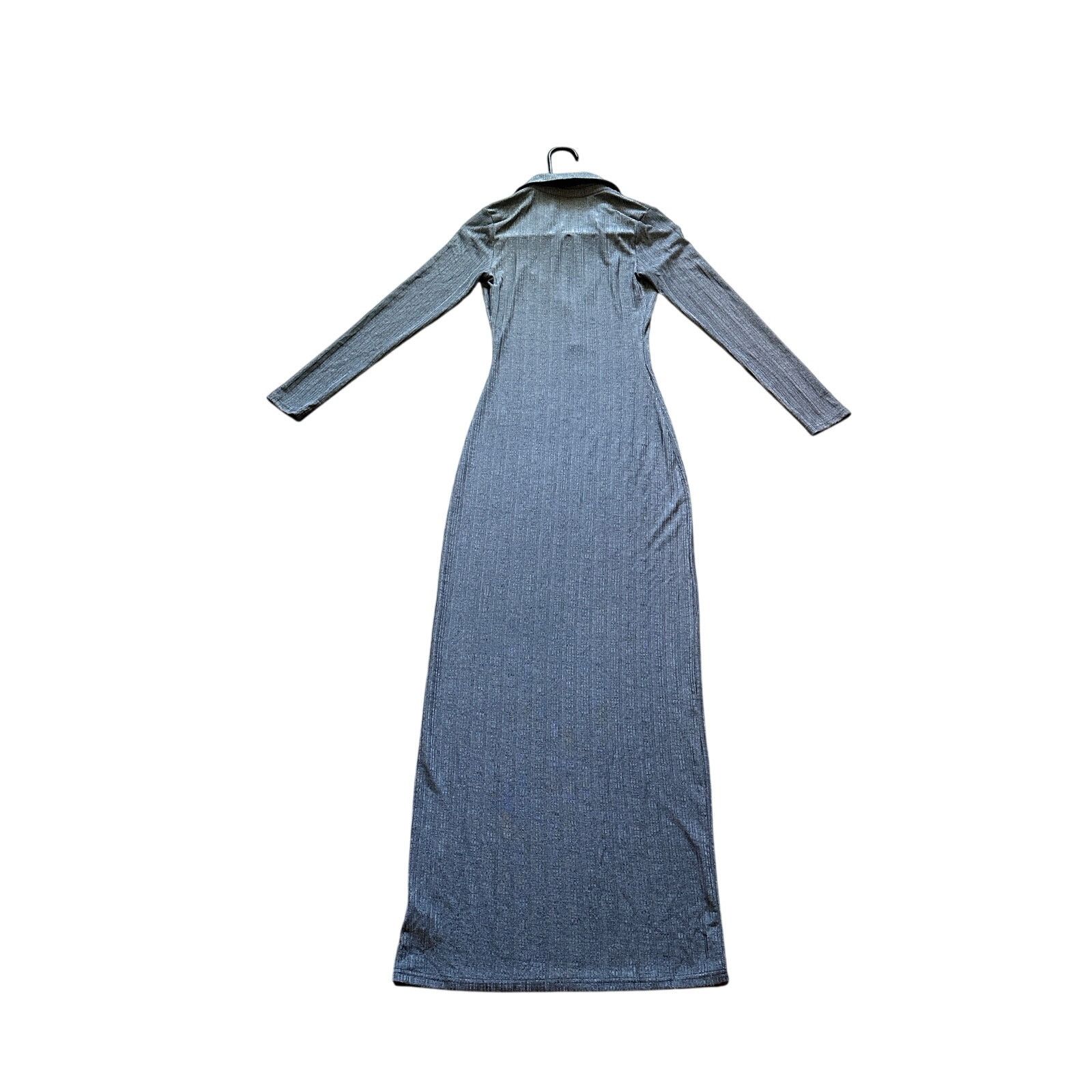 Other Micas Gray V-Neck Long Sleeve Collared Bodycon Long Dress Size S / US 4 / IT 40 - 11 Thumbnail