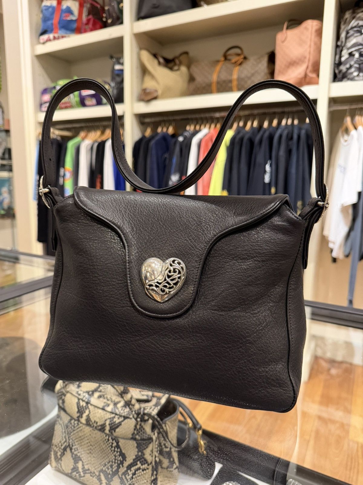 Chrome Hearts Chrome Hearts Vine Flap Silver Embellished Leather Bag Size ONE SIZE - 1 Thumbnail