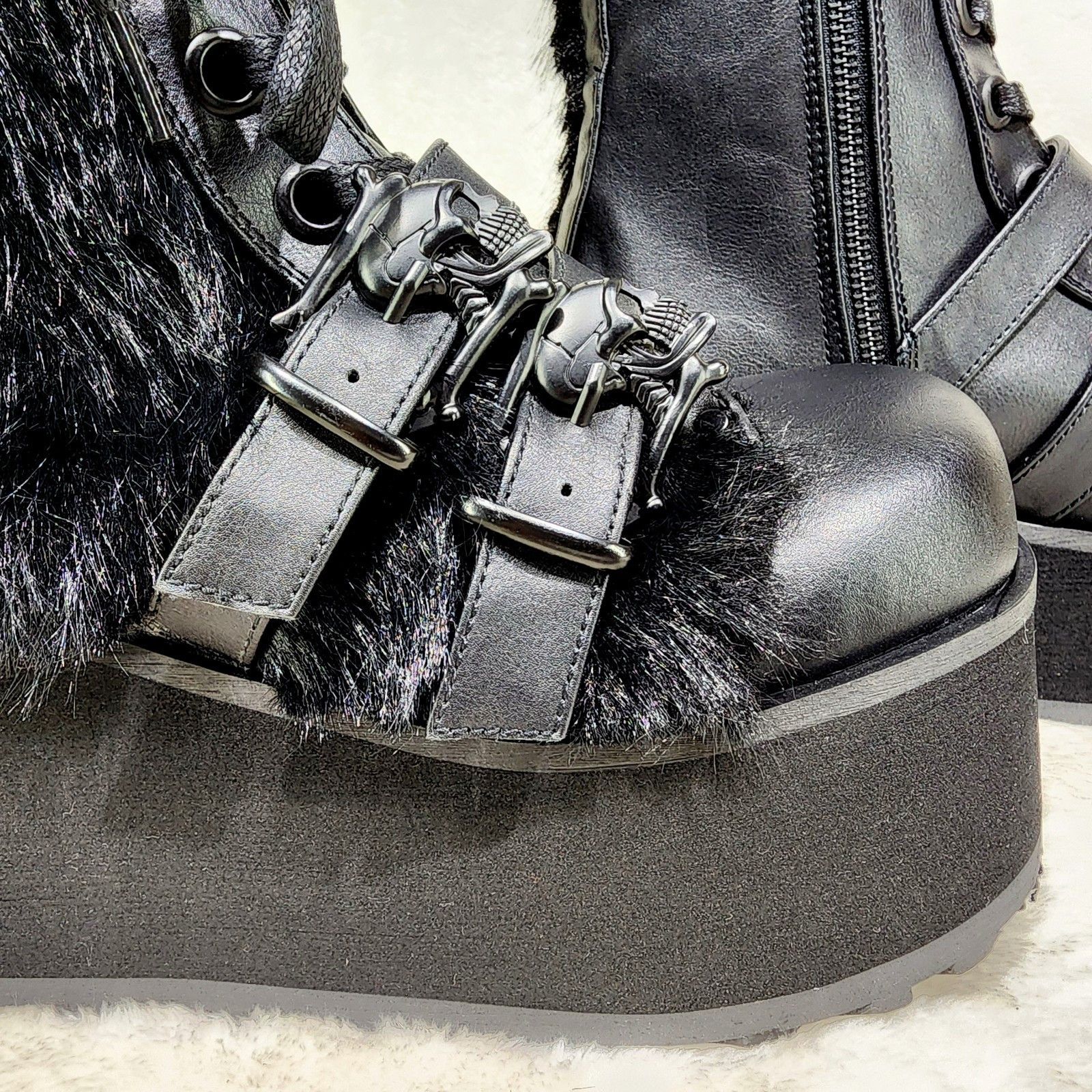 Demonia Cult DEMONIA 118 Furry Goth Punk Rock 3.25" Platform Boot Black Size US 5 / EU 37 - 7 Thumbnail