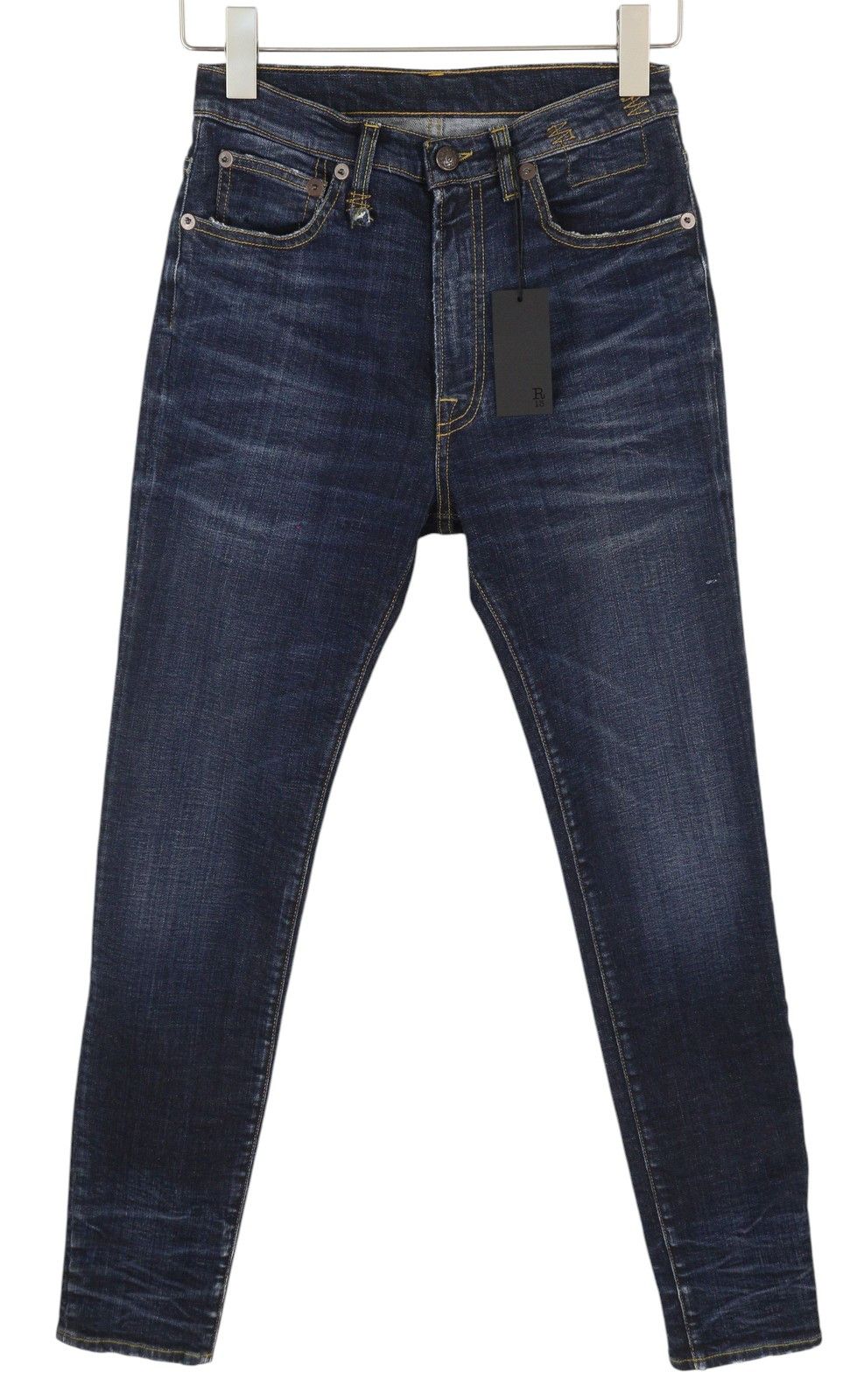 R13 HIGH RISE SKINNY 27 Howell Indigo Faded Whiskers 86352 Size 27" / US 4 / IT 40 - 1 Thumbnail