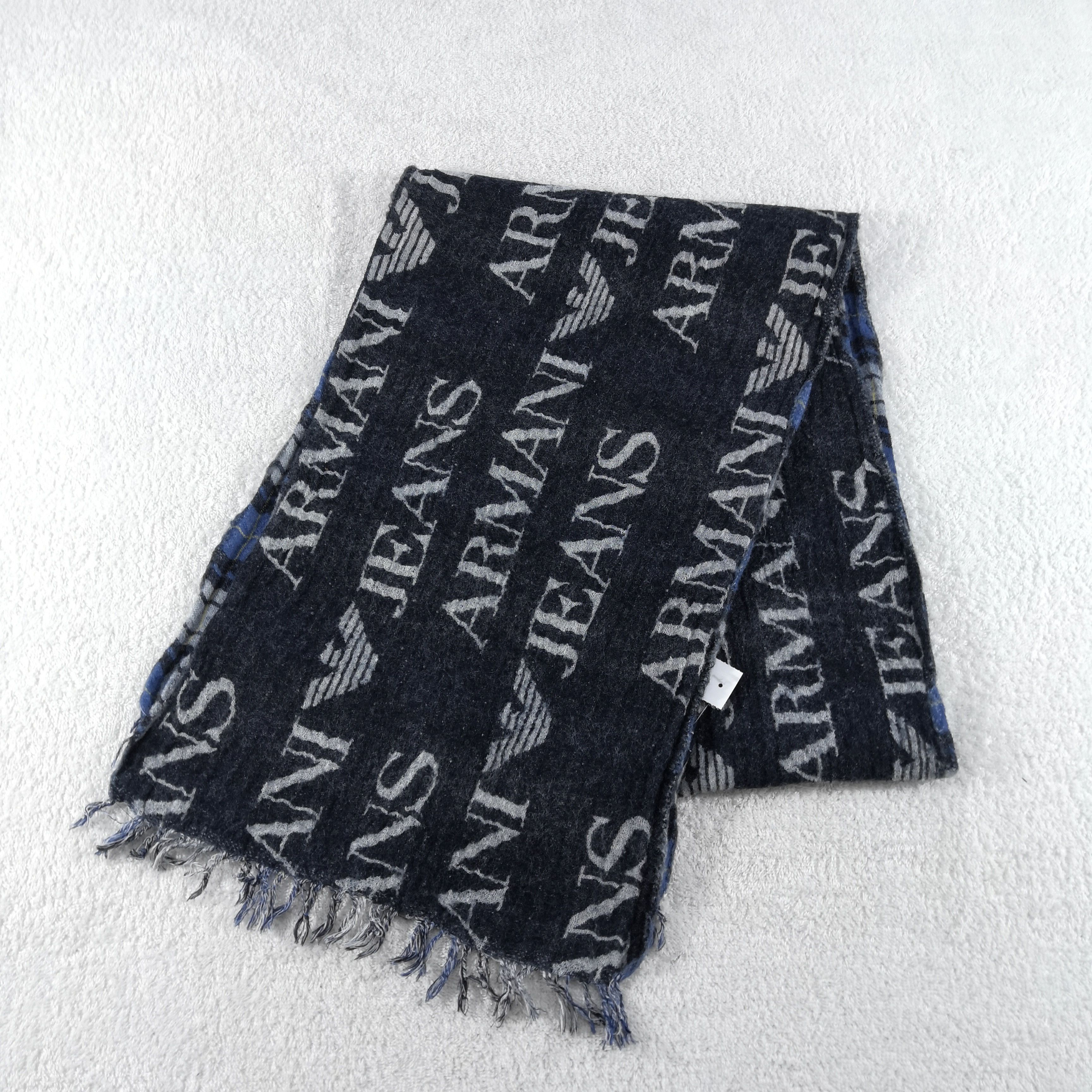 Armani Vintage Armani Jeans Scarf Muffler Wool Cashmere Scarves Size ONE SIZE - 3 Thumbnail