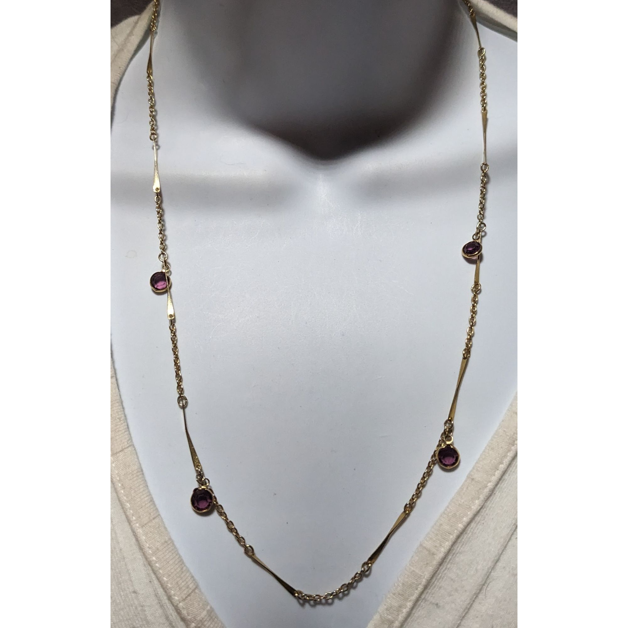 Other Abstract Gold Chain Necklace With Purple Gems Size ONE SIZE - 7 Thumbnail
