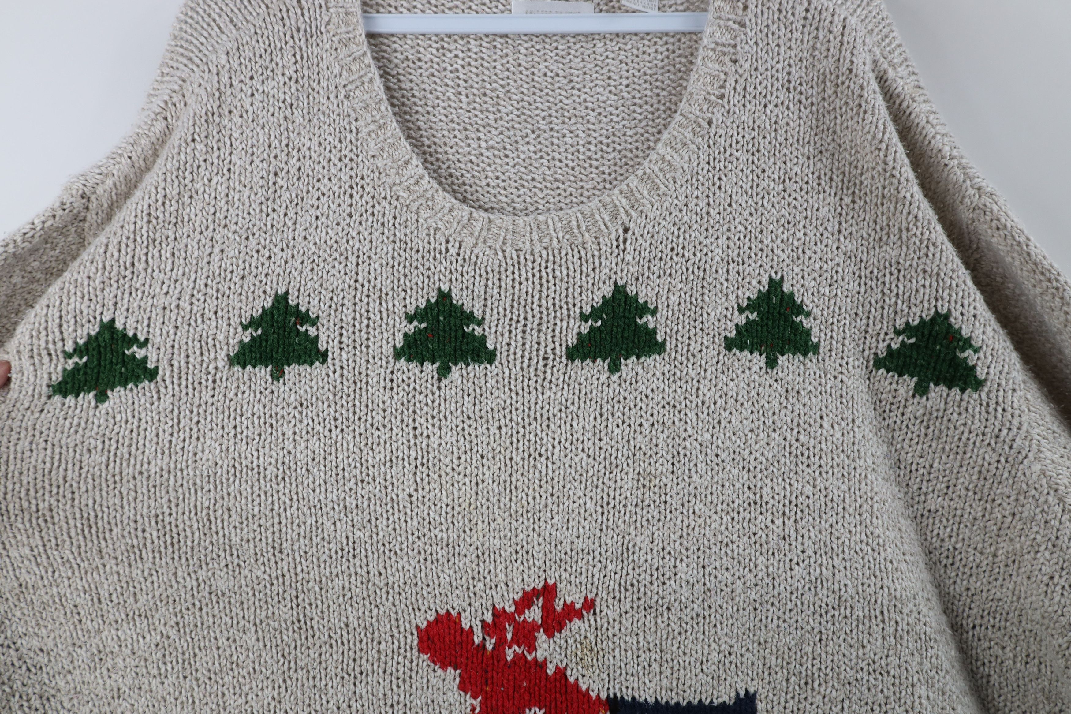 Vintage Vintage 90s Streetwear Hand Knit Christmas Ski Sweater Size XXL / US 16-18 / IT 52-54 - 7 Thumbnail