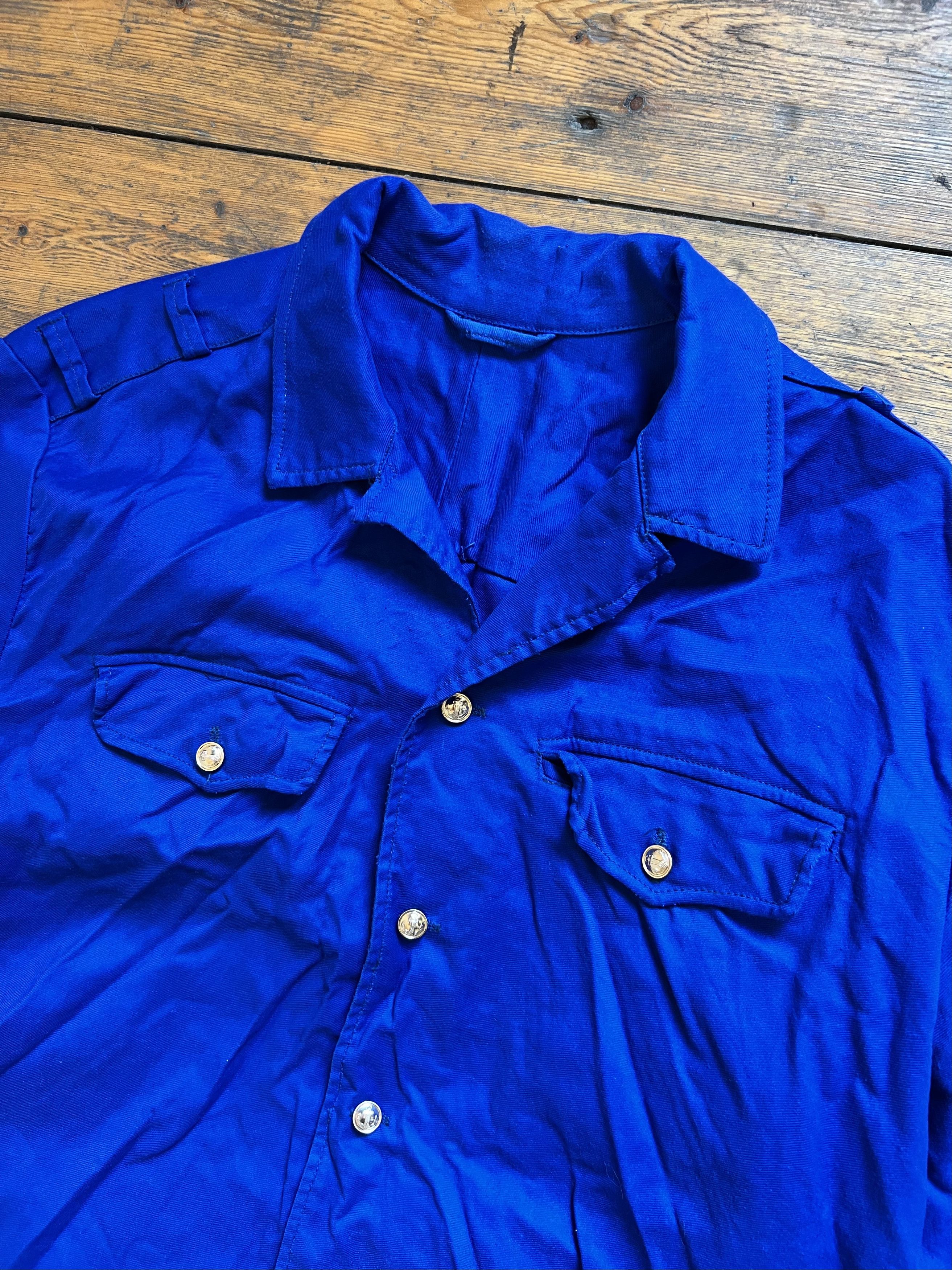 Vintage Retro 1960s 70s Indigo Button Sea Navy USA Shirt Jacket Size US M / EU 48-50 / 2 - 4 Thumbnail