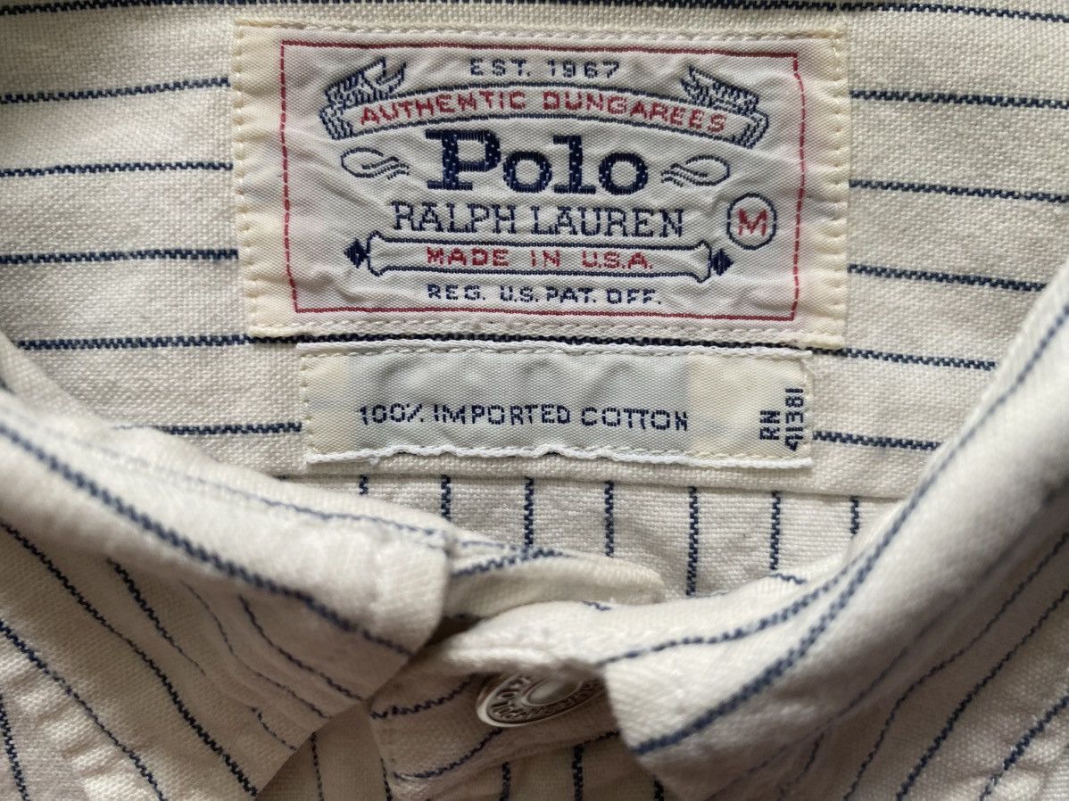 Polo Ralph Lauren Vintage 90’s Polo Ralph Lauren Dungarees Blue Stripe Shirt M Size US M / EU 48-50 / 2 - 6 Thumbnail