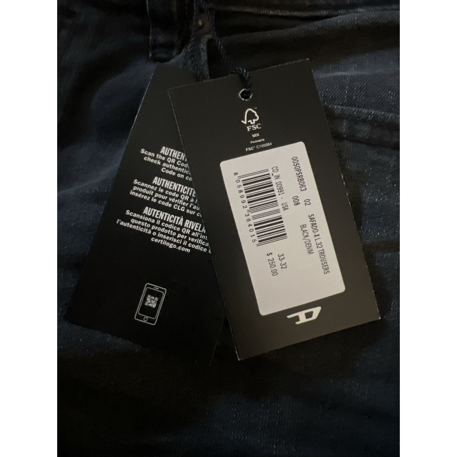 Diesel Diesel Mens Safado Straight Fit Jeans RB063 Black Size 33/32 Size US 33 - 7 Thumbnail