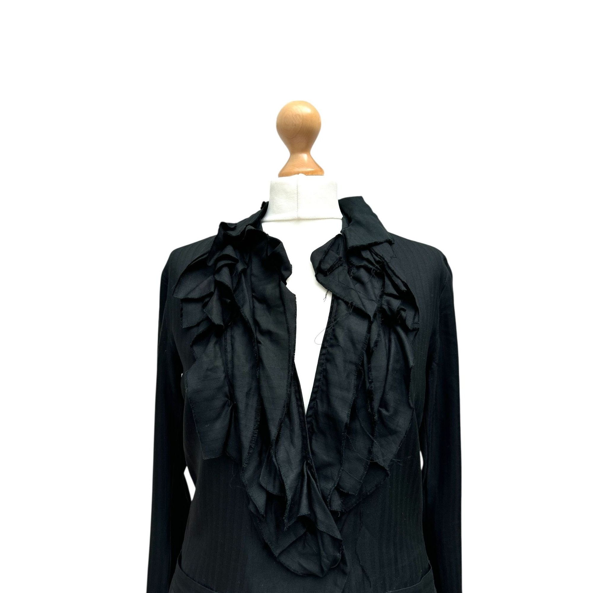 Issey Miyake Black Silk Ruffled Jacket Size S / US 4 / IT 40 - 2 Thumbnail