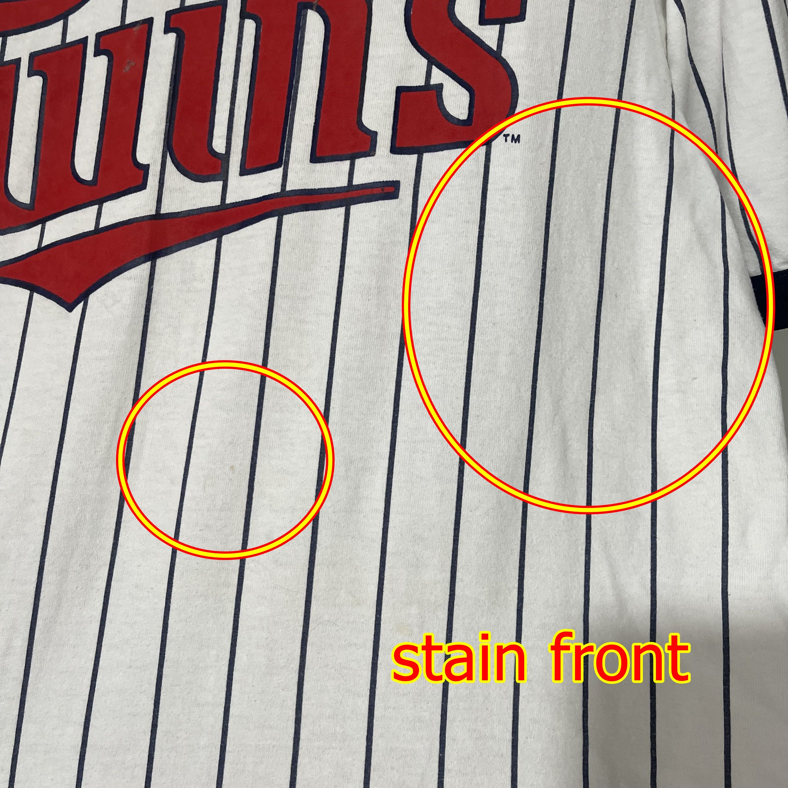MLB Vintage Minnesota Twins Pinstripe V-Neck T-Shirt Size US L / EU 52-54 / 3 - 11 Thumbnail