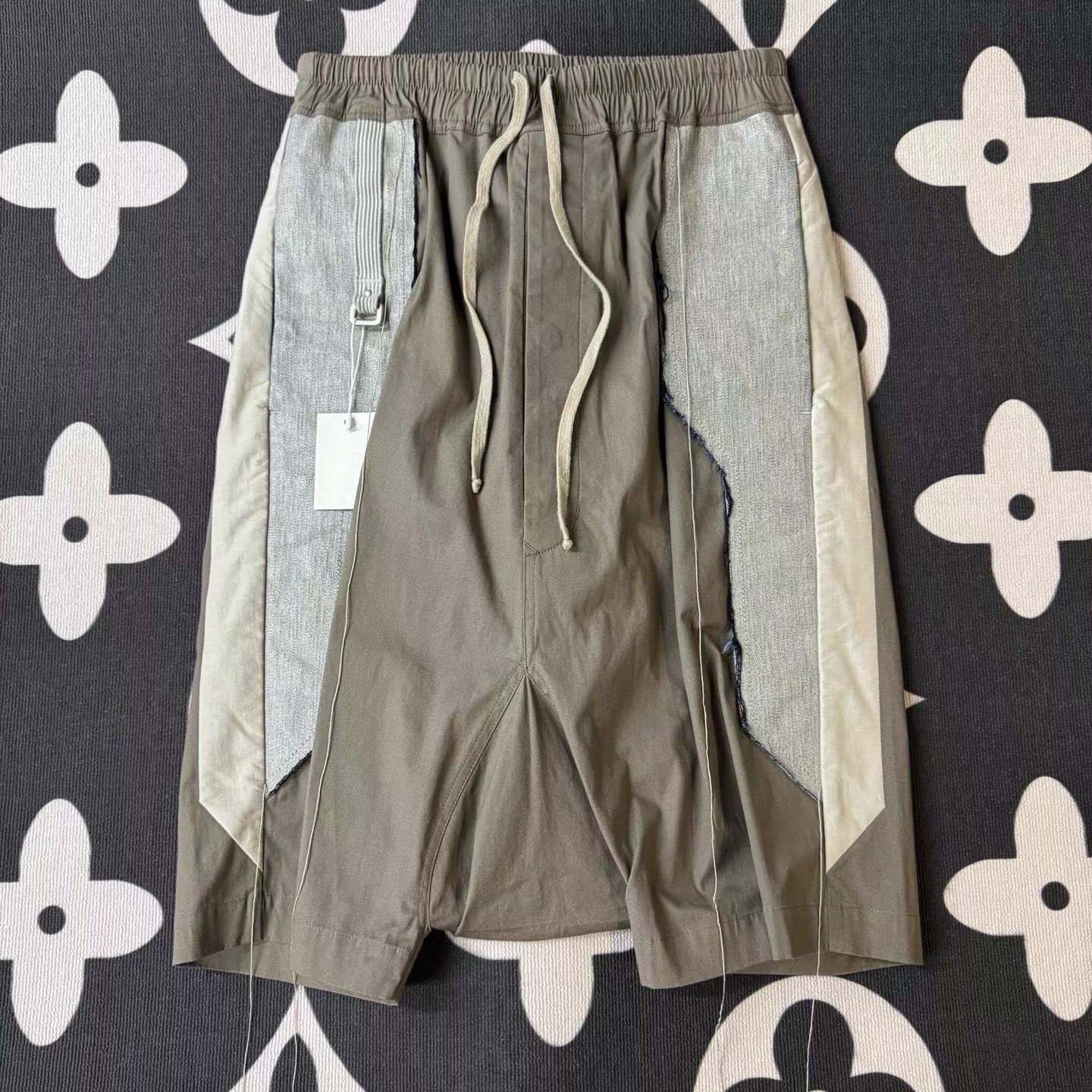 RICK OWENS Paneled Fringe Shorts Q10