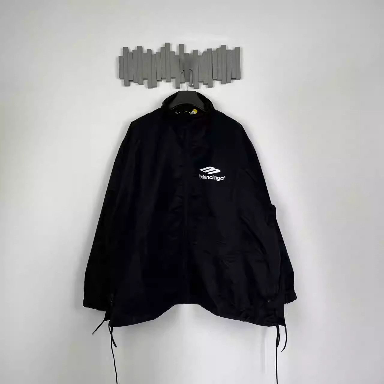 Balenciaga Print Hooded Letter Long Sleeve Trench Coat