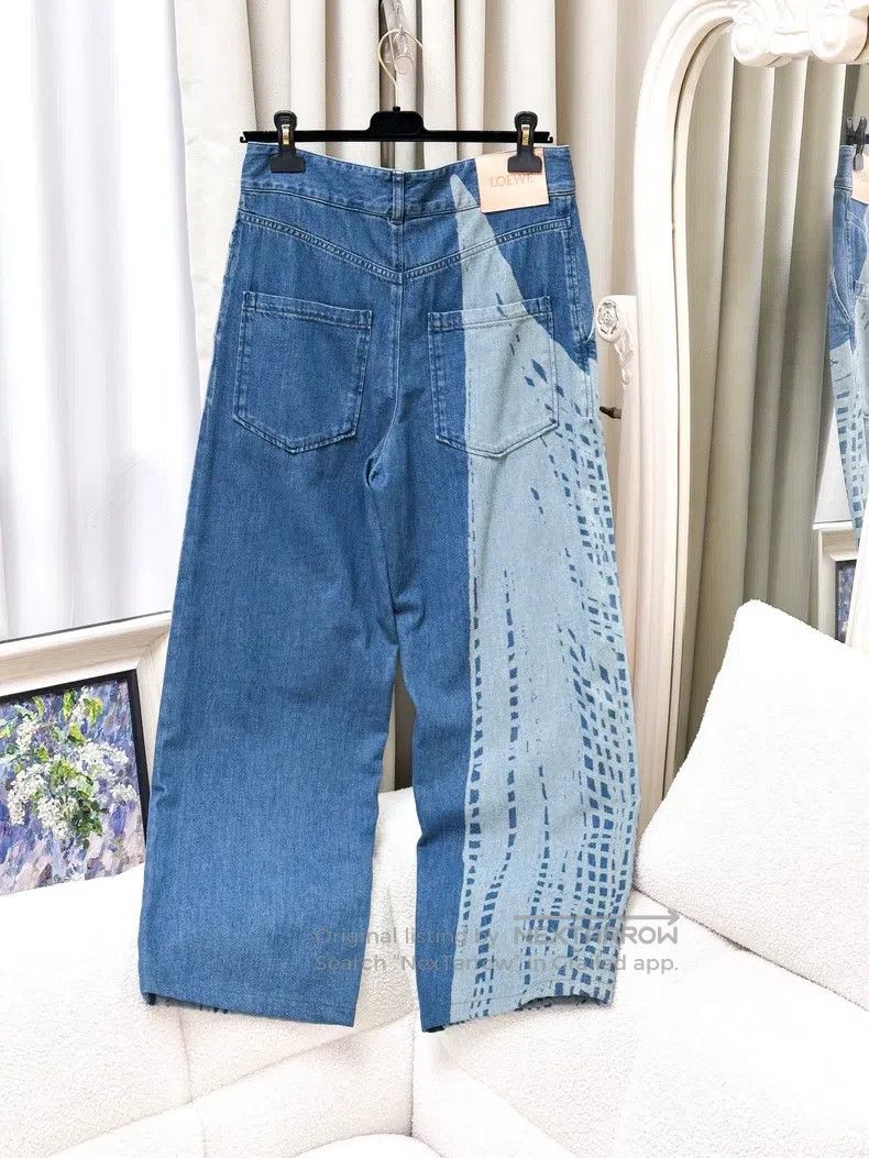 Loewe Loewe Blue Plaid Check Denim Pants Size 24" / US 00 / IT 34 - 2 Thumbnail