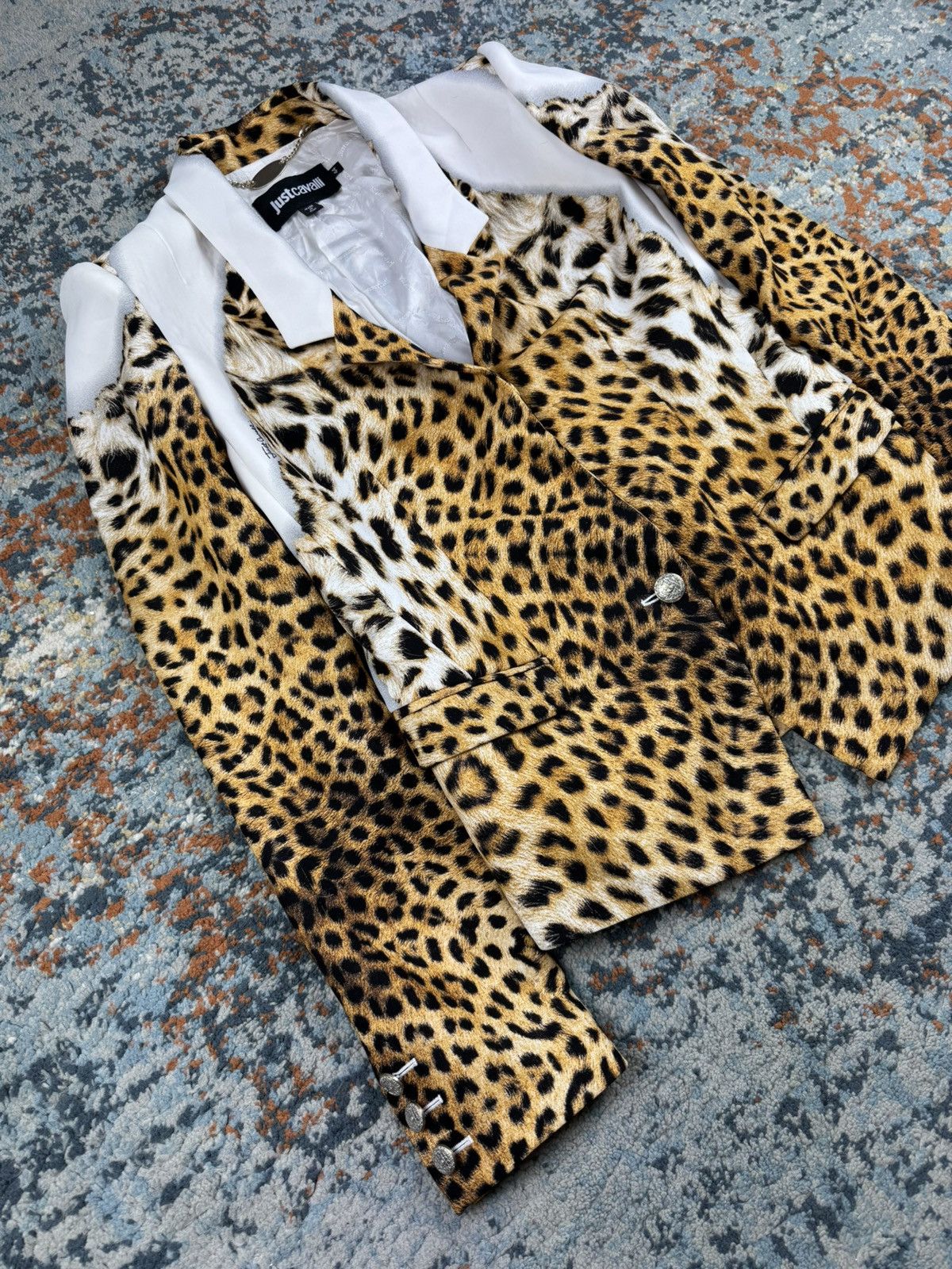Just Cavalli Just Cavalli animal leopard print white blazer glamour y2k Size L / US 10 / IT 46 - 3 Thumbnail