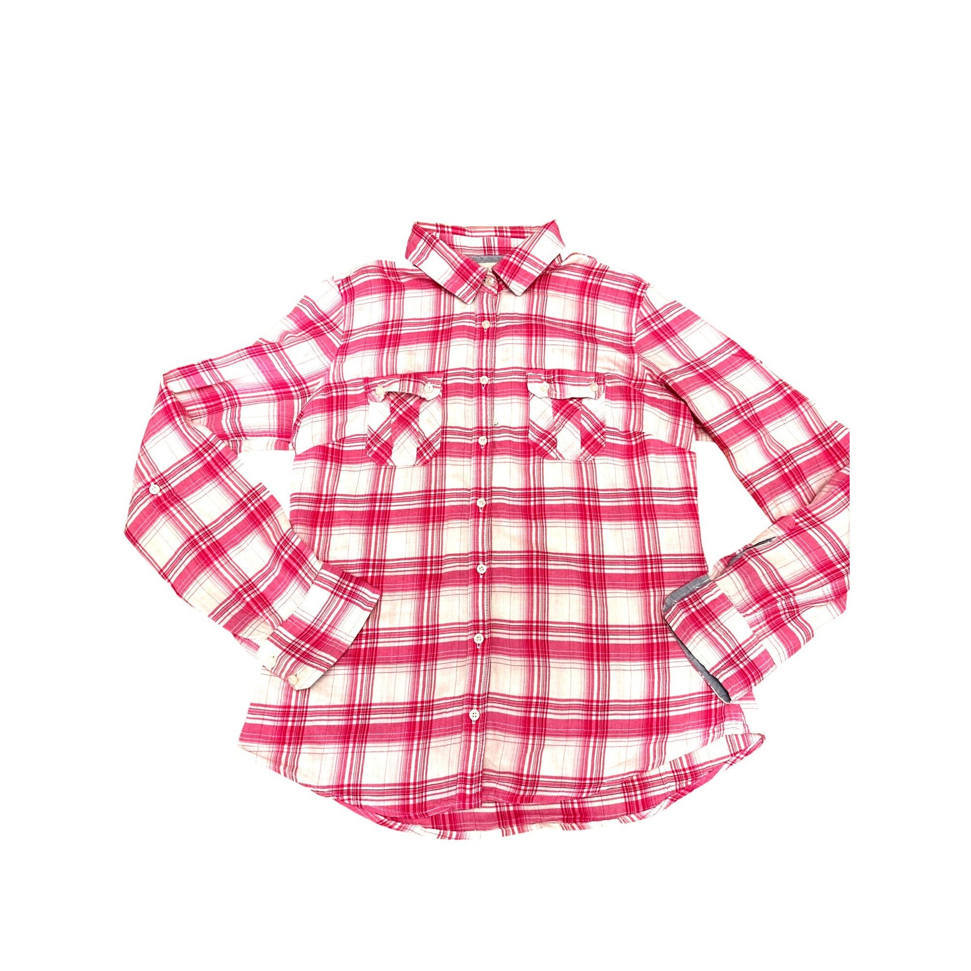 Aeropostale Aeropostale Large Pink White Plaid Button Up Long Sleeve Shi Size L / US 10 / IT 46 - 10 Thumbnail