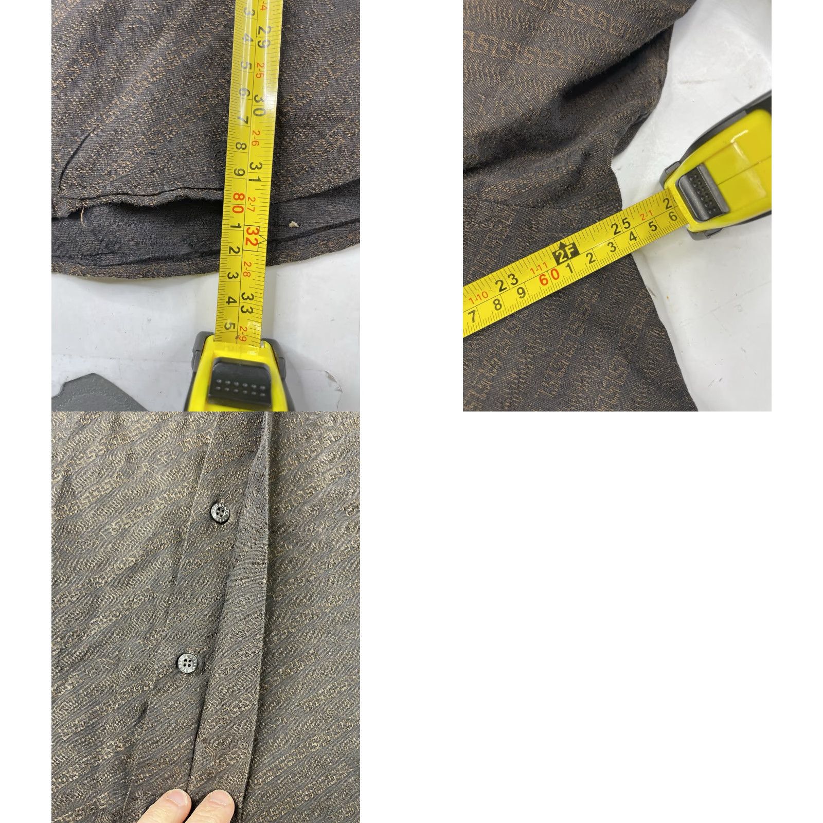 Versace VINTAGE Versace Dress Shirt Men Size 16.5/42 Brown Cotton Blend Barrel Cuff Button Collared Classic 16.5 Regular All Seasons Medusa Buttons Vintage Size 46R - 8 Thumbnail